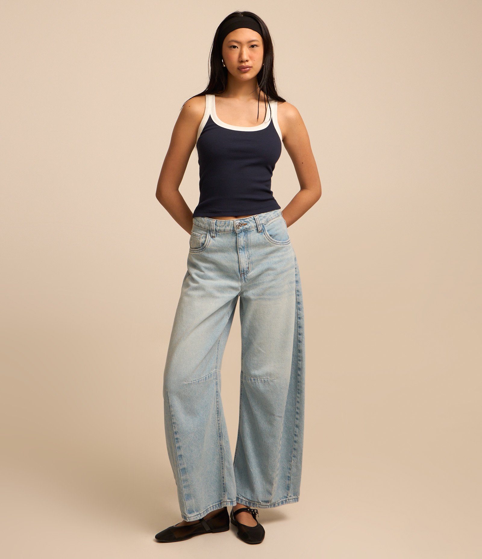 Regata em Ribana com Viés Contrastante Azul Marinho 2