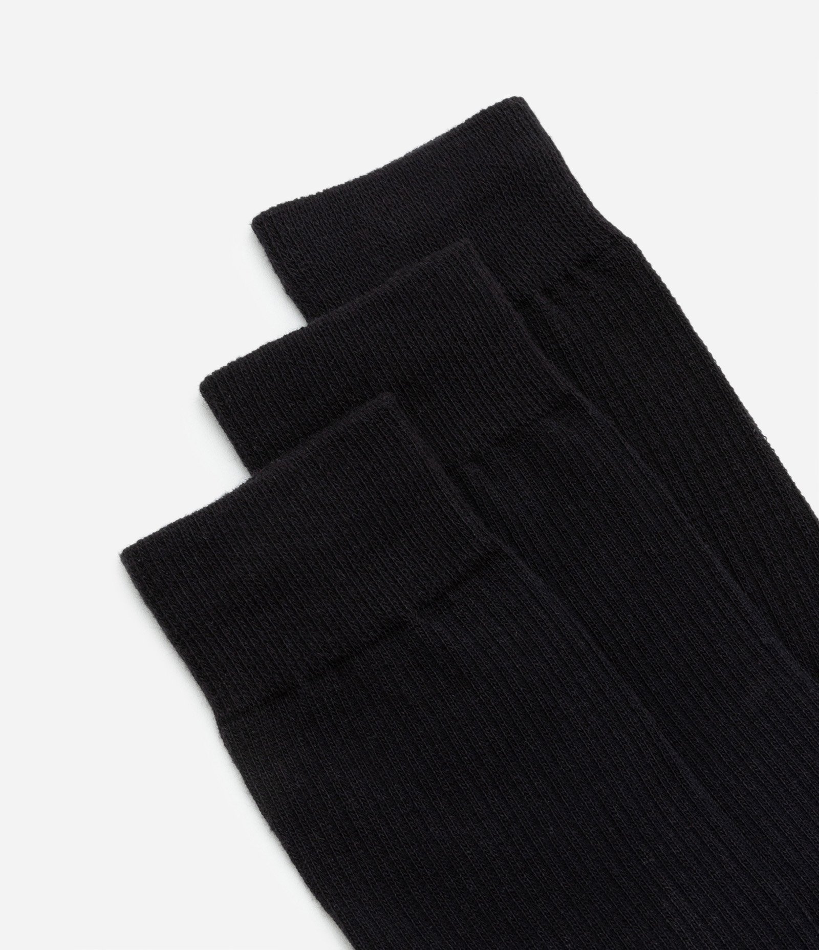 Kit 03 Meias Cano Alto em Algodão com Textura Canelada Preto 4