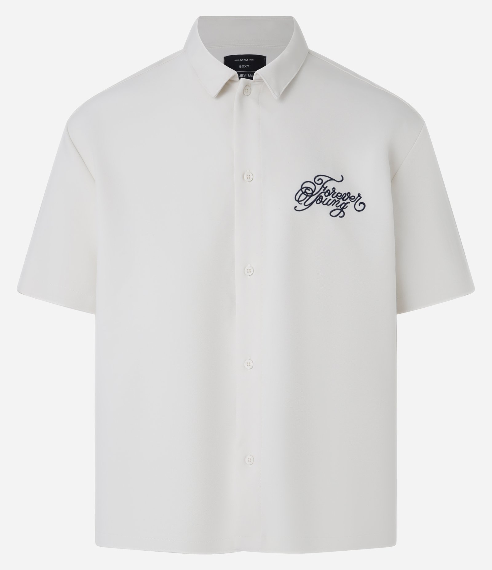 Camisa Boxy em Viscose com Bordado no Peito e Costas Branco 8