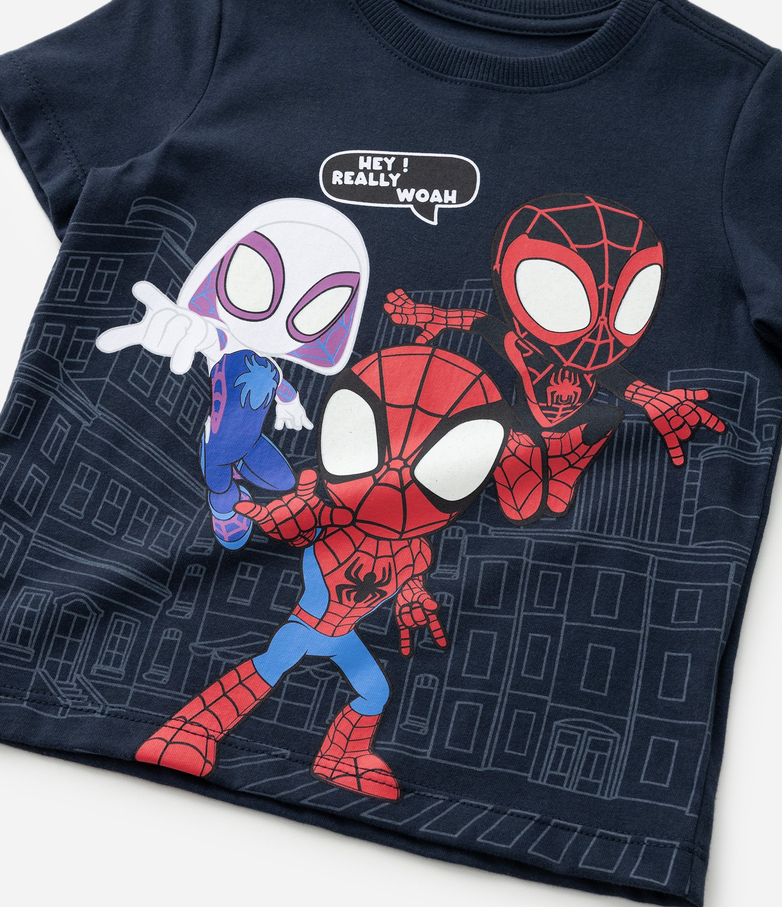 Camiseta Comfort Infantil com Estampa Spidey Brilha no Escuro - Tam 2 a 5 Anos Azul 4