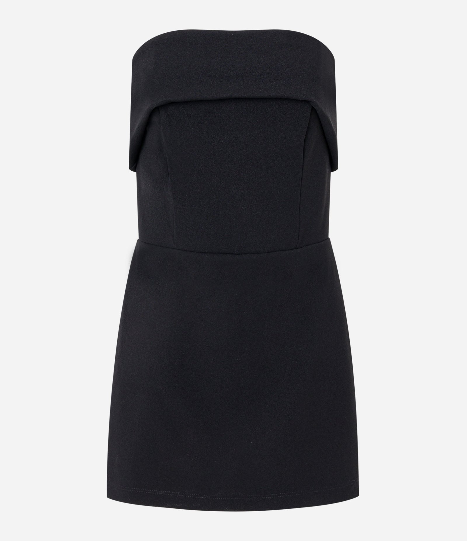 Macaquinho em Crepe com Dobradinho no Decote Tomara que Caia Preto 6