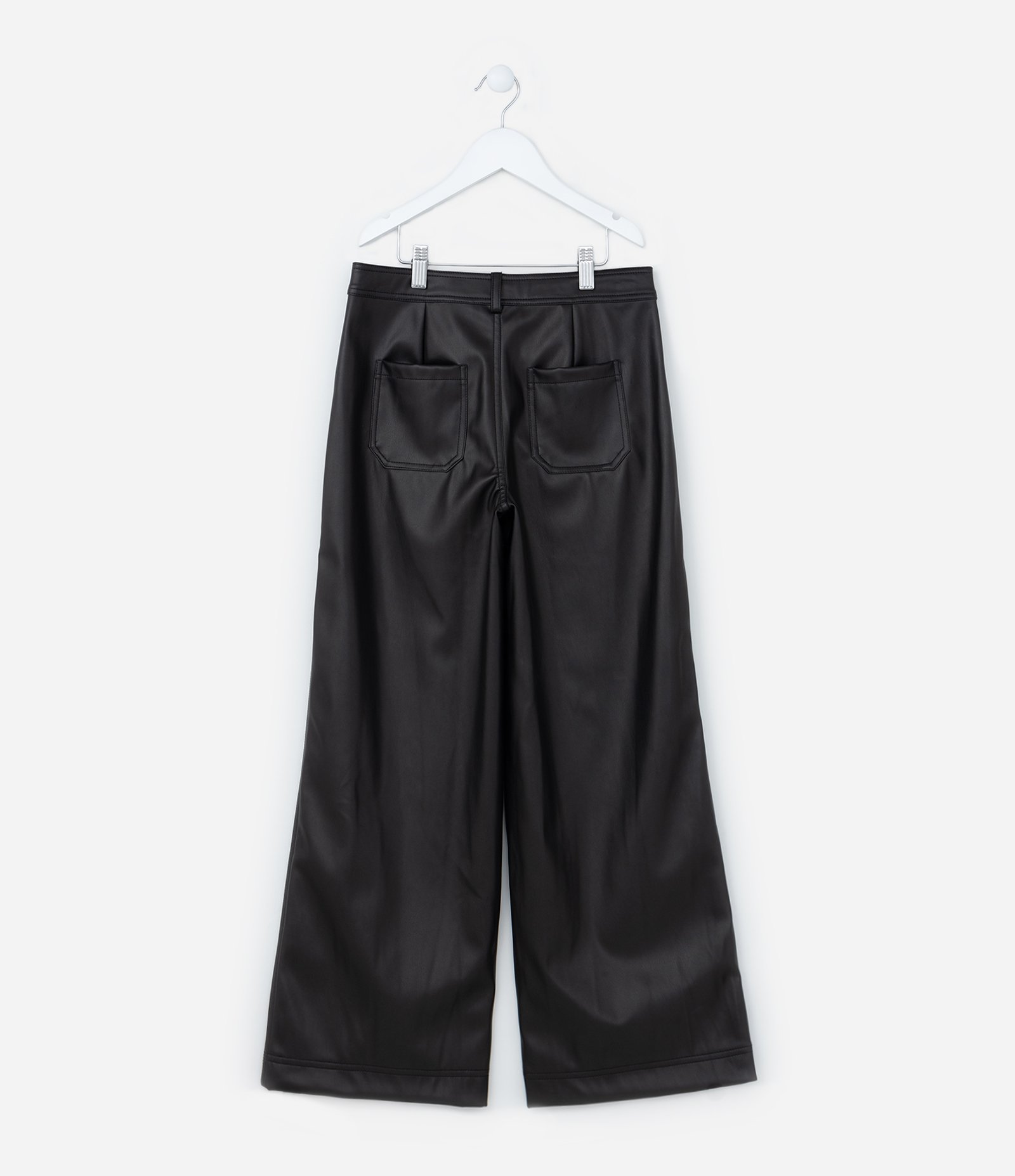 Calça Wide Leg Infantil em PU - Tam 5 a 14 Anos Preto 2