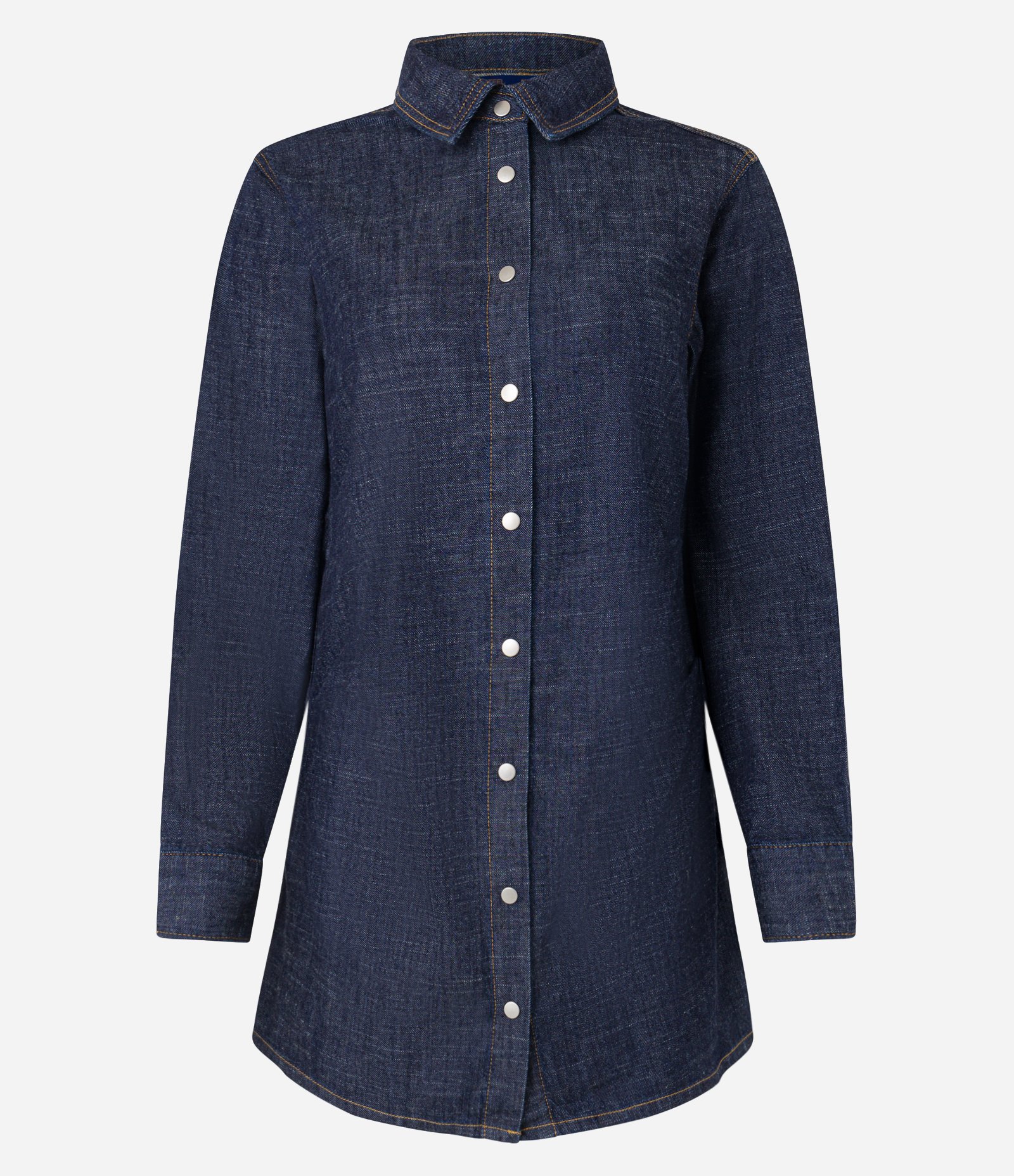 Vestido Jeans com Pregas nas Laterais e Abotoamento Azul Escuro 5