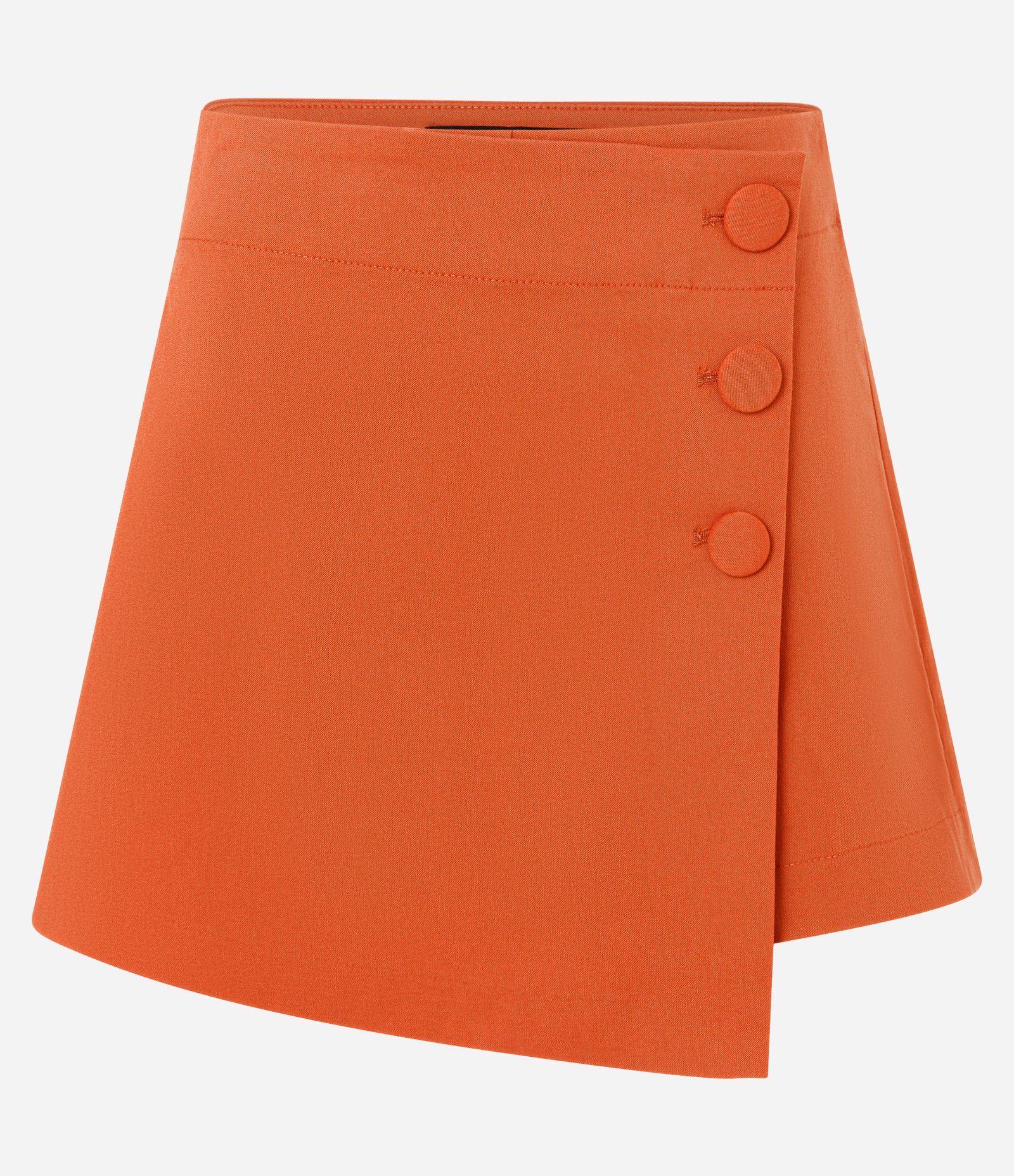Short Saia em Bengaline Assimétrica com Botões Forrados Laranja 5