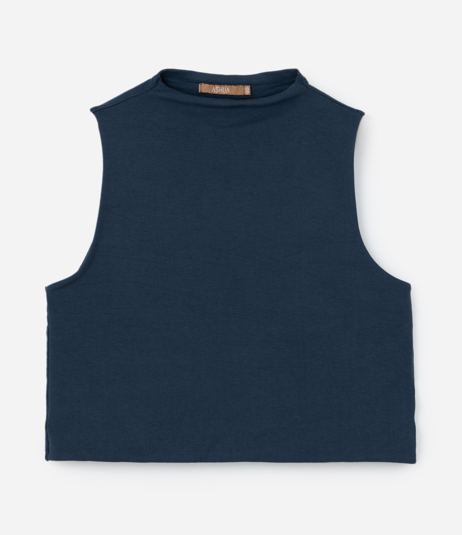 Blusa Regata em Viscose com Golinha Boba Curve & Plus Size Azul Escuro 5