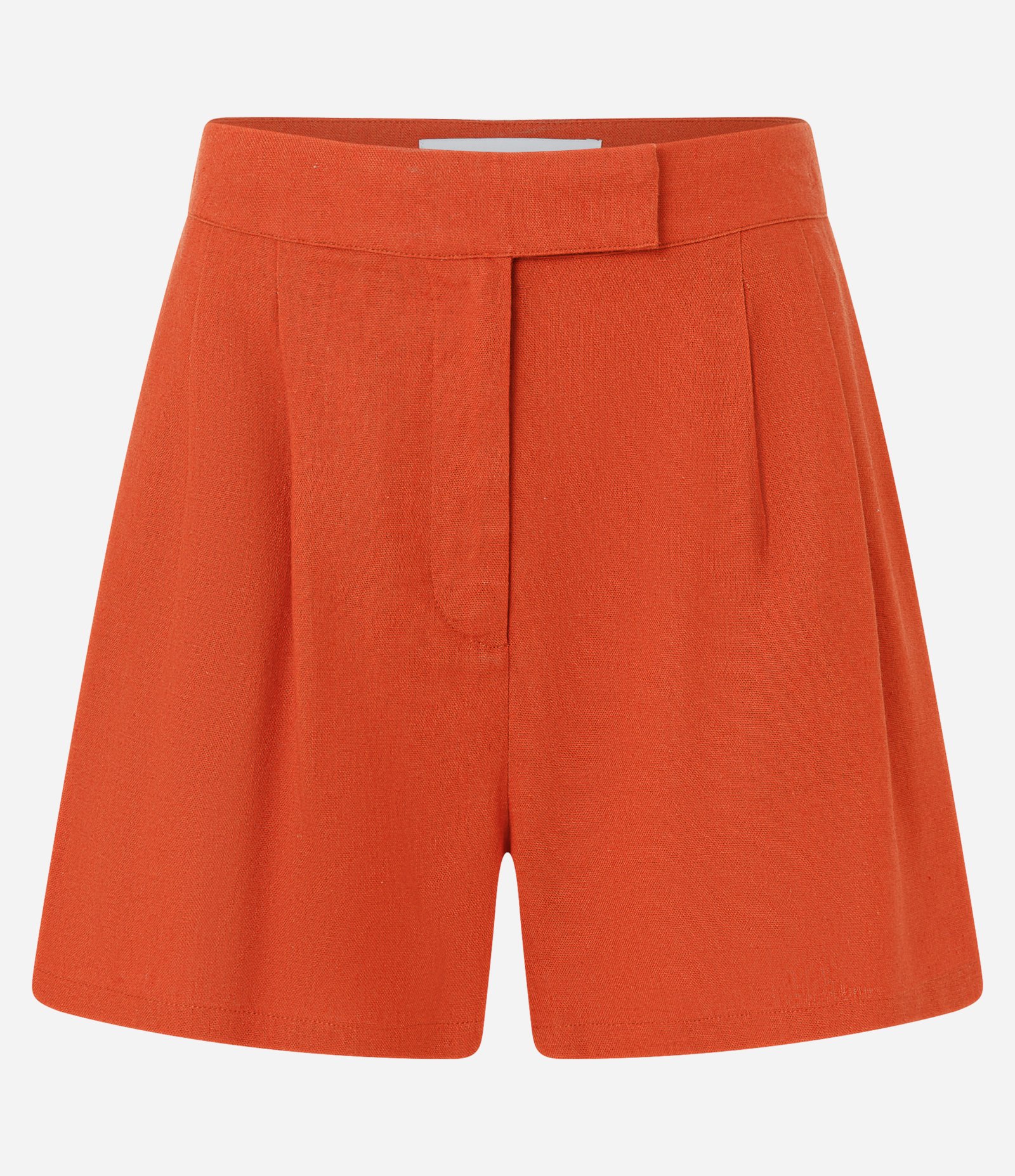 Short Curto em Viscose em Linho com Pregas e Bolsos Laranja 5