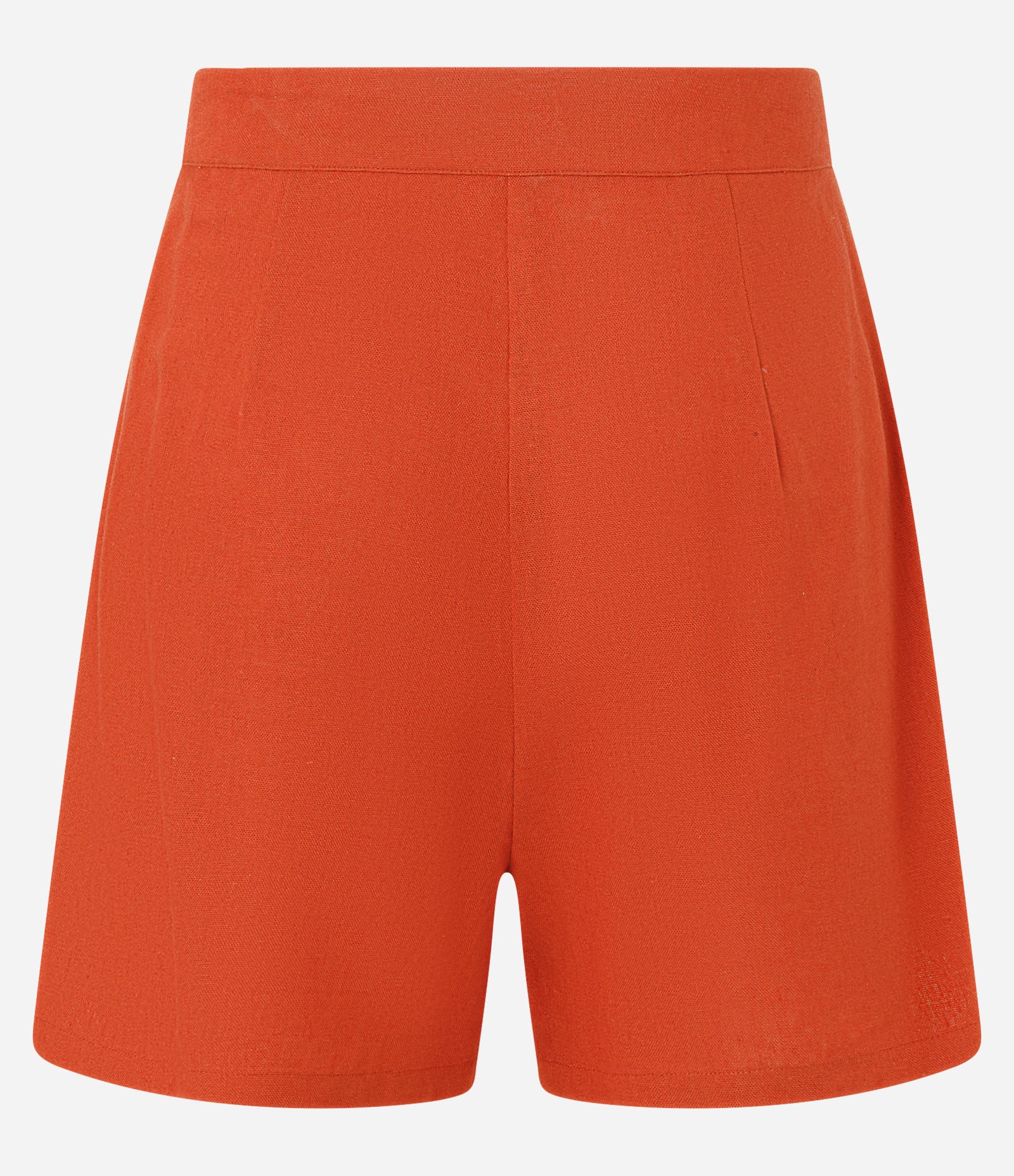 Short Curto em Viscose em Linho com Pregas e Bolsos Laranja 6