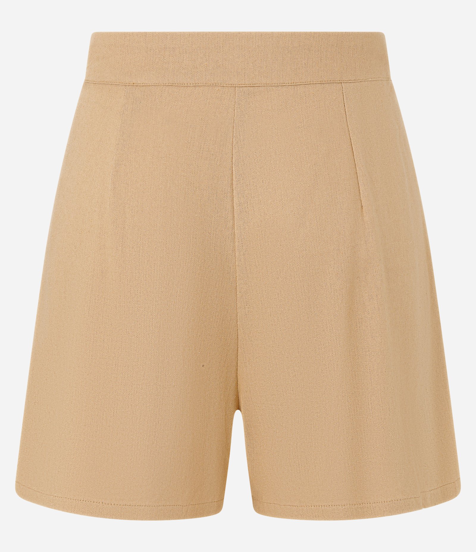 Short Curto em Viscose em Linho com Pregas e Bolsos Bege 5