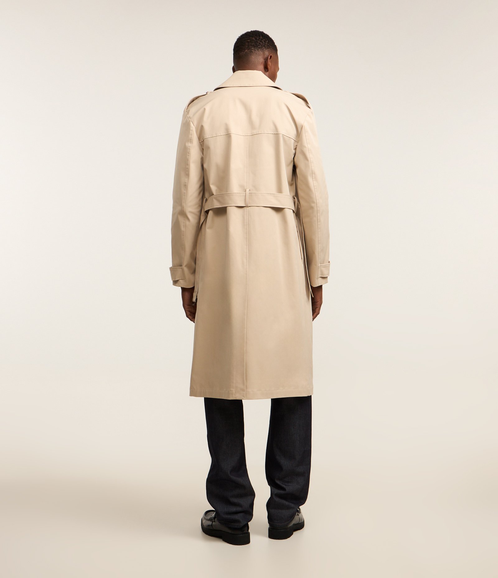 Casaco Trench Coat Alongado com Cinto Alfaiatado Bege 7