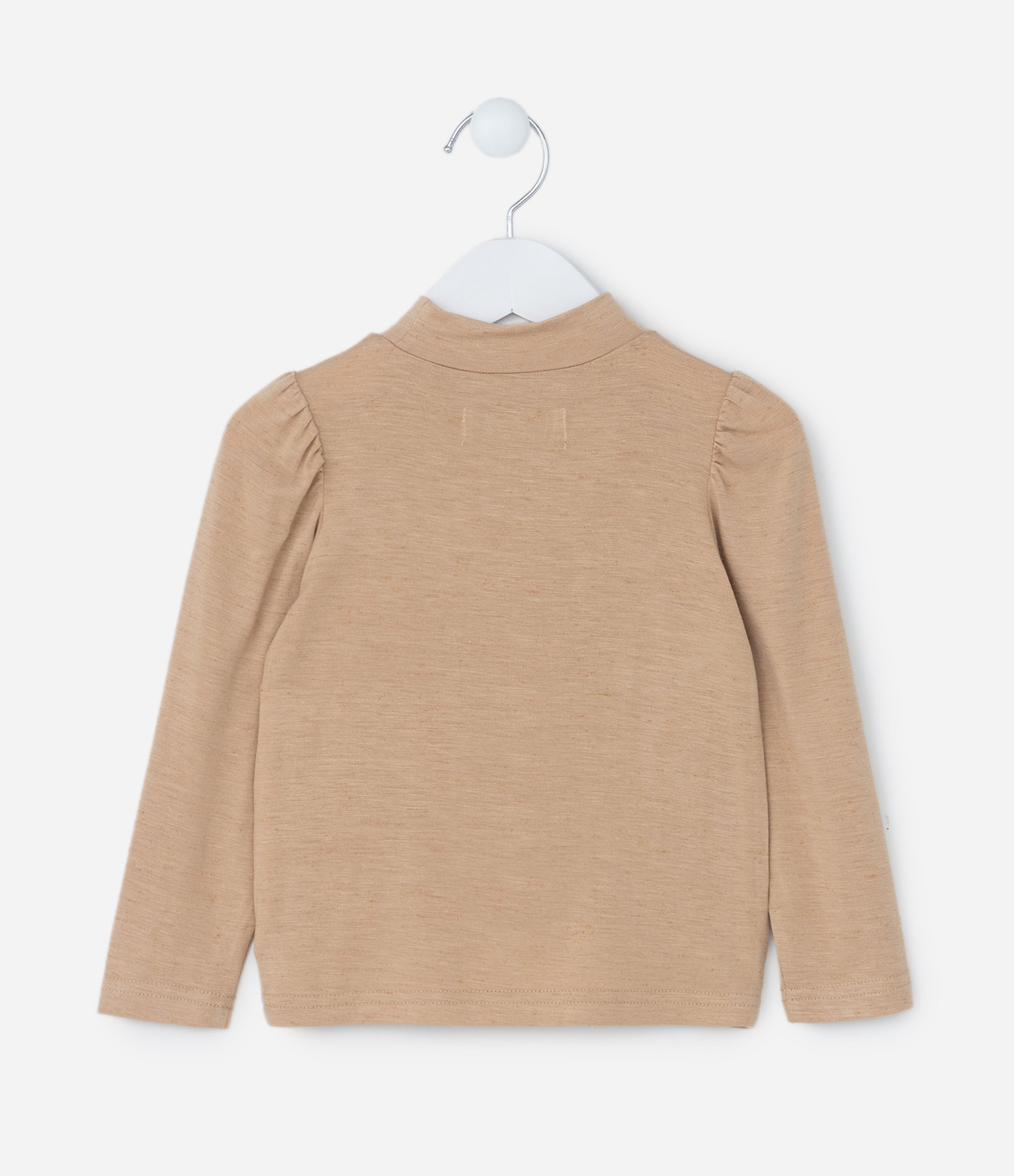 Blusa Infantil com Manga Bufante e Gola Alta - Tam 1 a 5 Anos Marrom 2