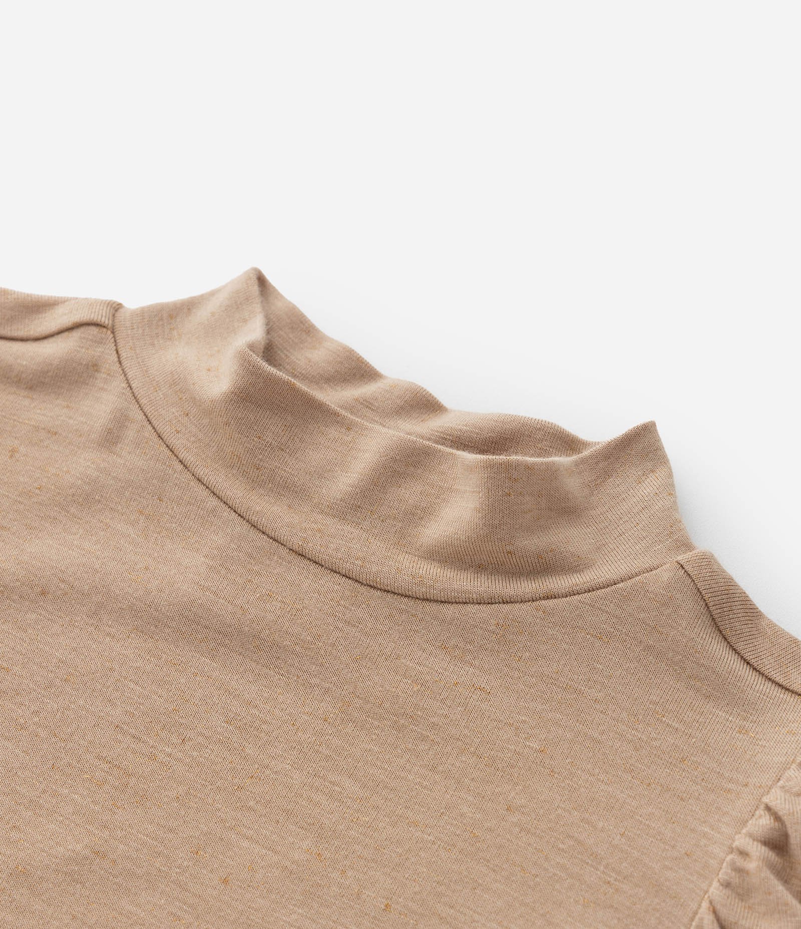 Blusa Infantil com Manga Bufante e Gola Alta - Tam 1 a 5 Anos Marrom 4