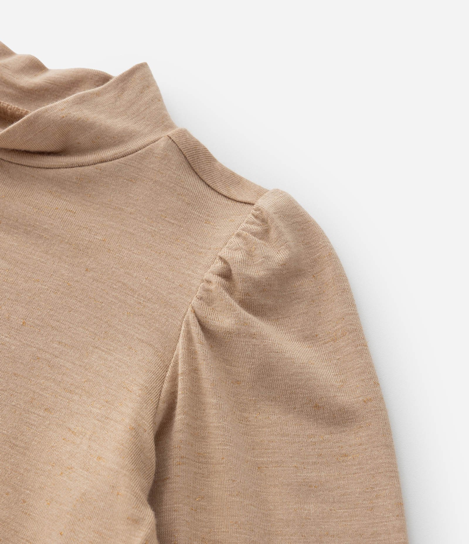 Blusa Infantil com Manga Bufante e Gola Alta - Tam 1 a 5 Anos Marrom 6