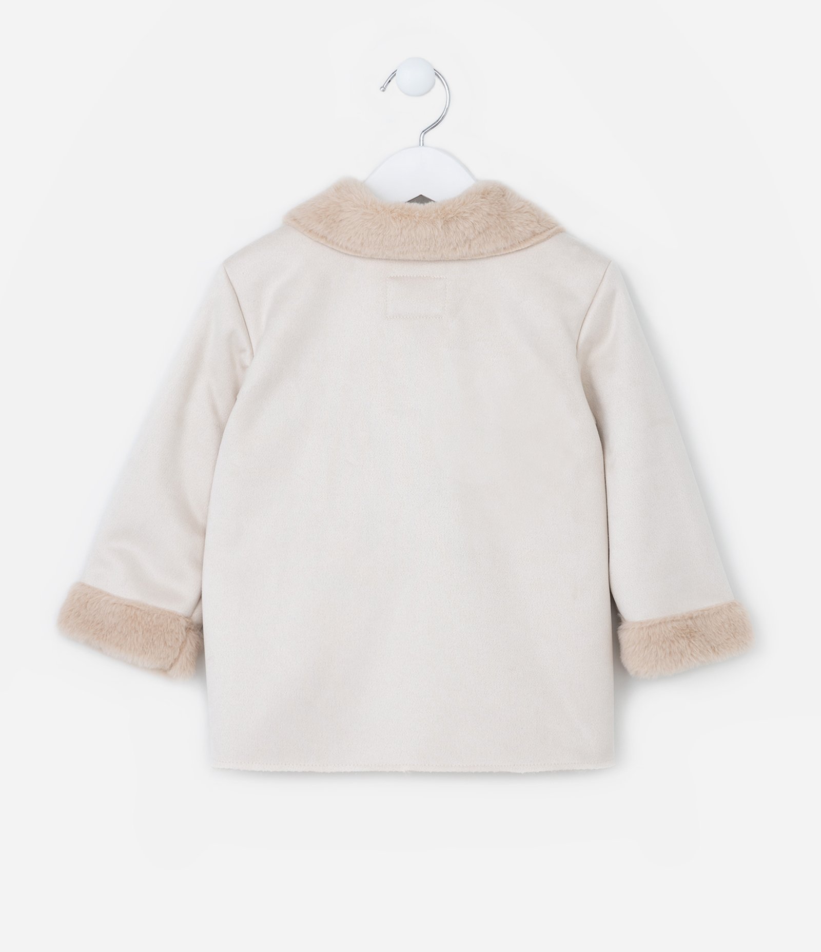Jaqueta Infantil em Suedine com Pelinhos e Botões - Tam 1 a 5 Anos Bege 2