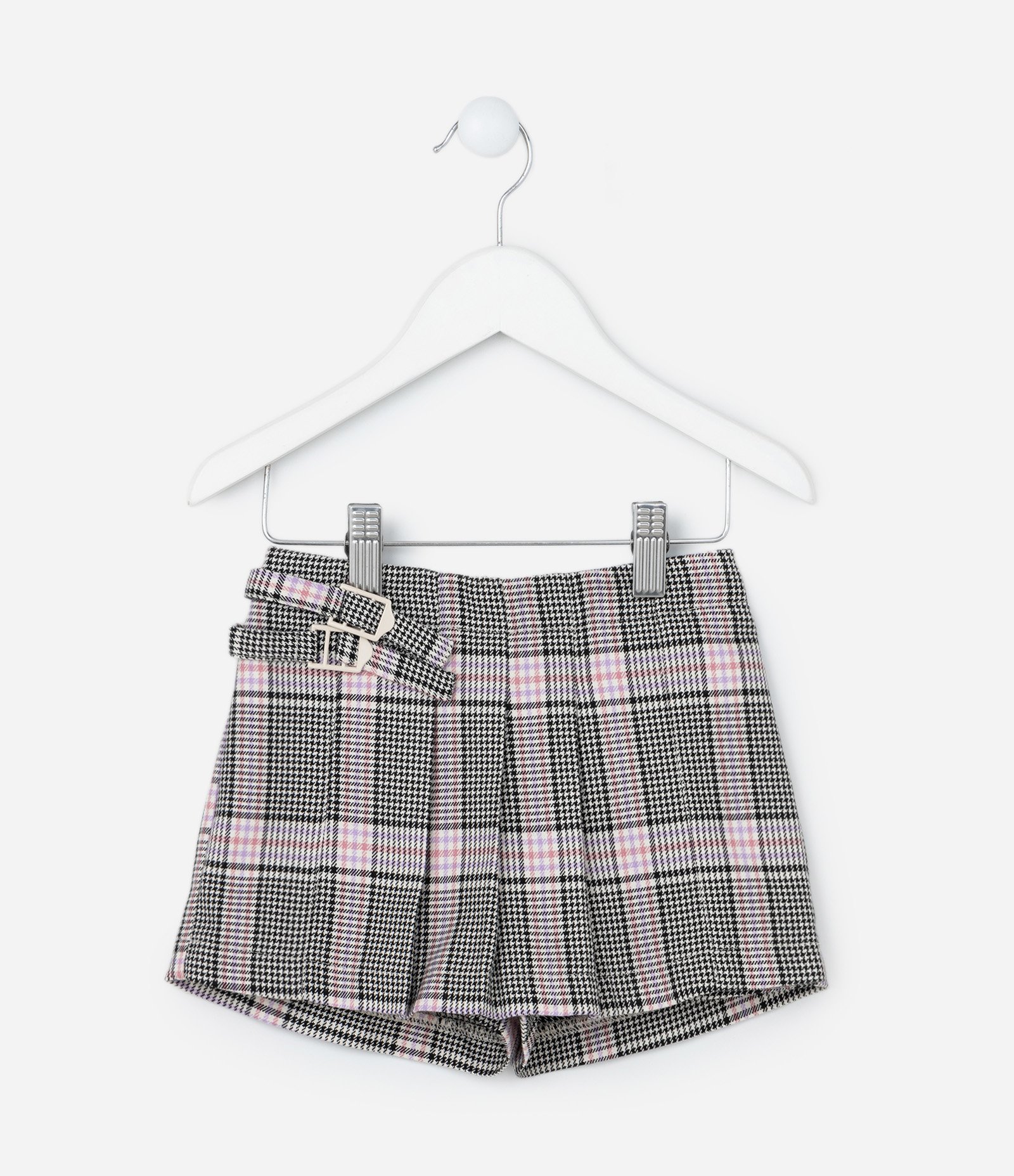 Short Saia Infantil com Cinto Duplo e Fivelas - Tam 1 a 5 Anos Cinza 1