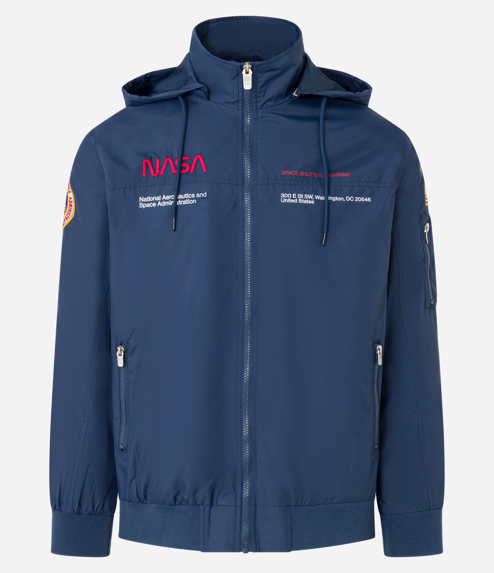 Jaqueta Quebra-Vento com Capuz e Estampa Nasa Azul 8