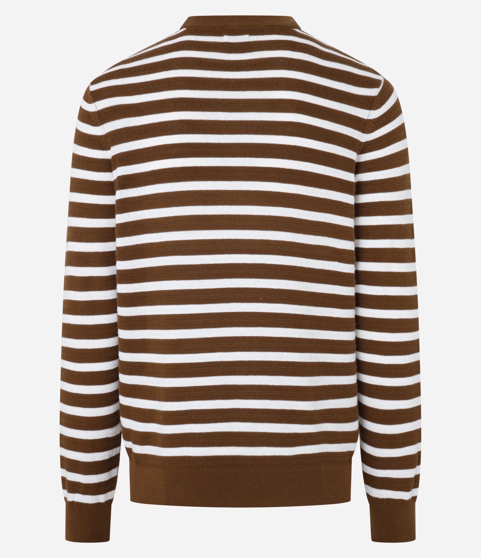 Suéter em Algodão com Listras Texturizadas Marrom/Branco 3