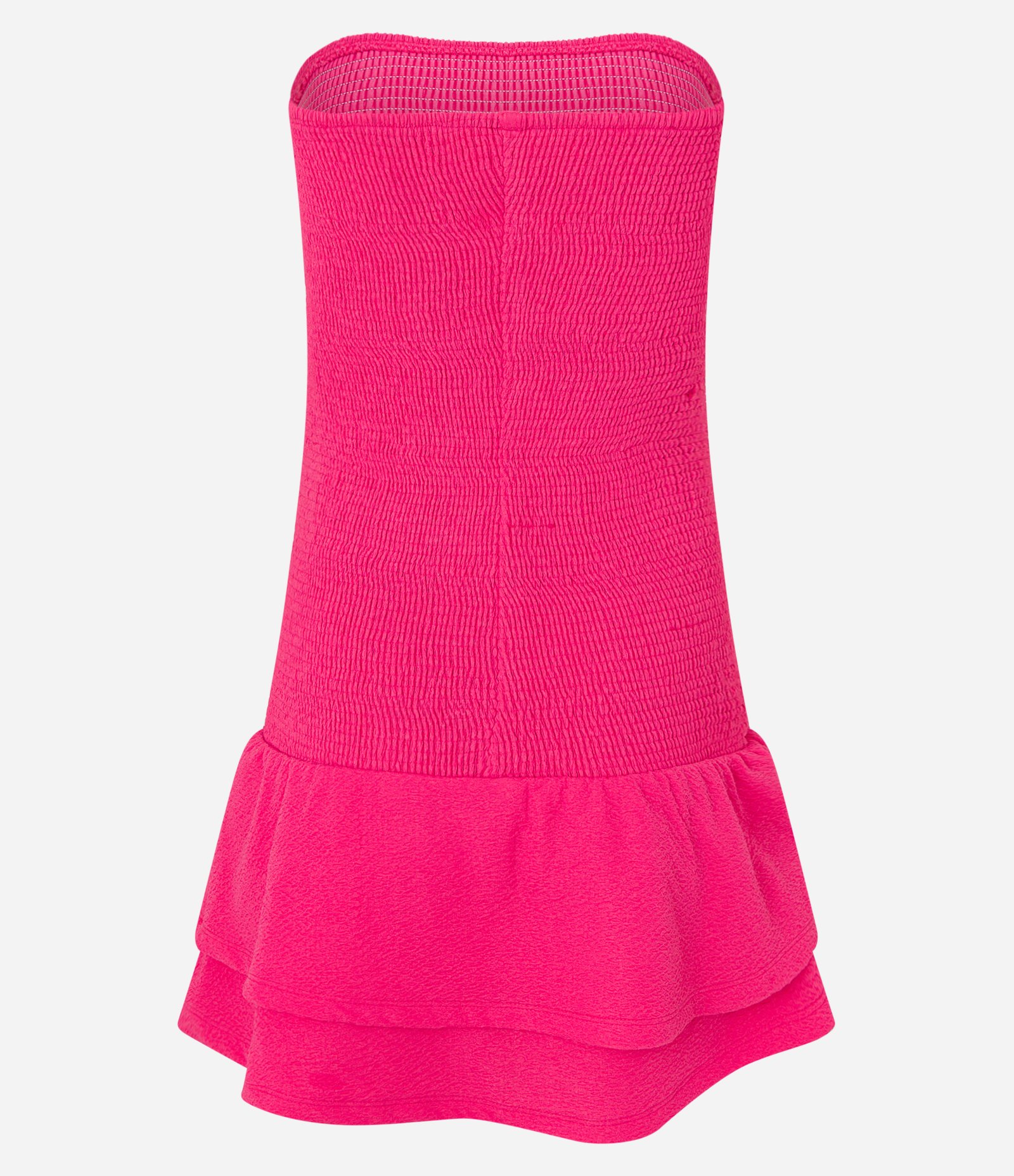 Vestido Tomara que Caia em Malha Texturizada com Babado na Saia Rosa 6