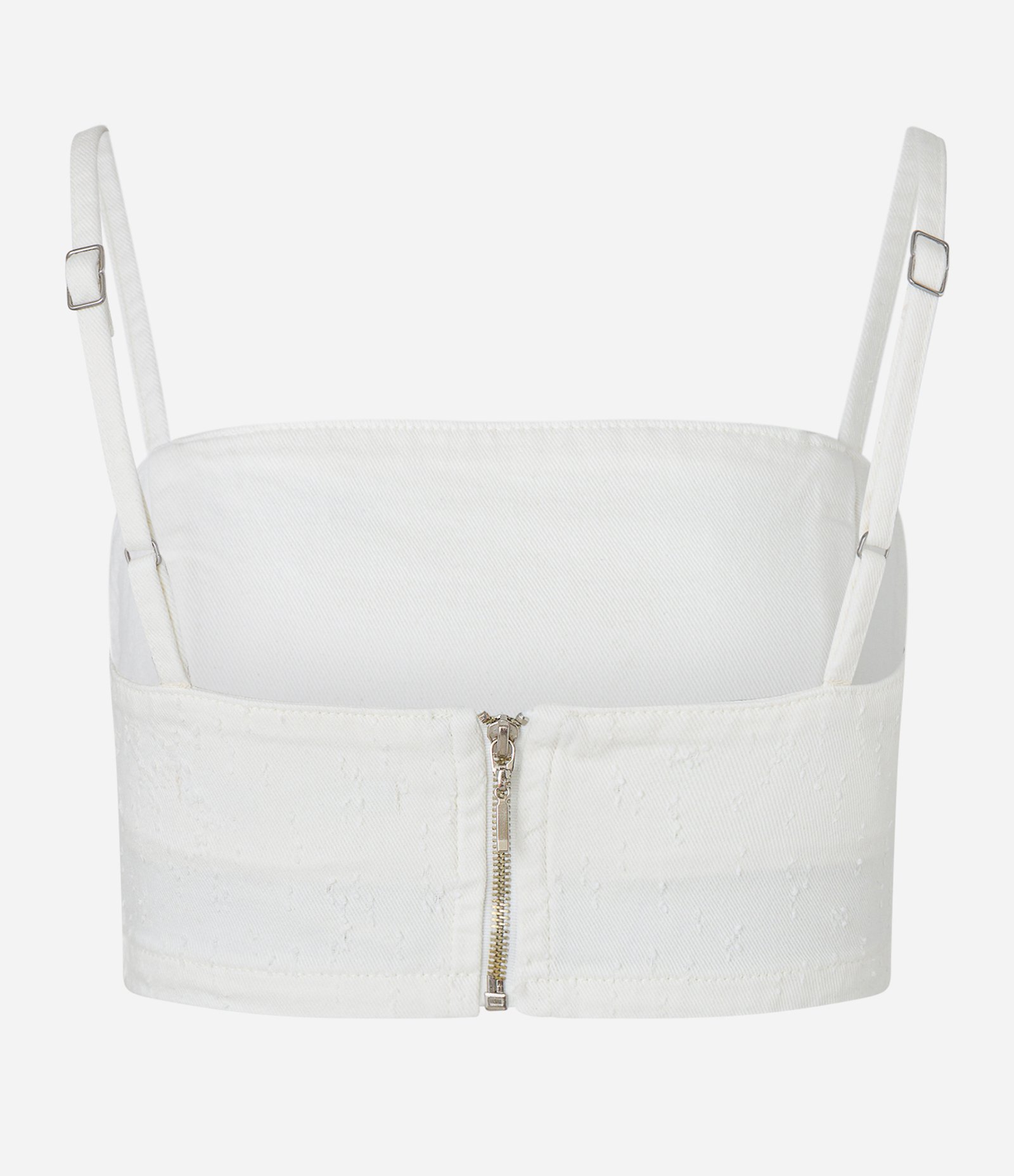 Blusa Cropped Jeans com Recortes e Alças Finas Off White 7