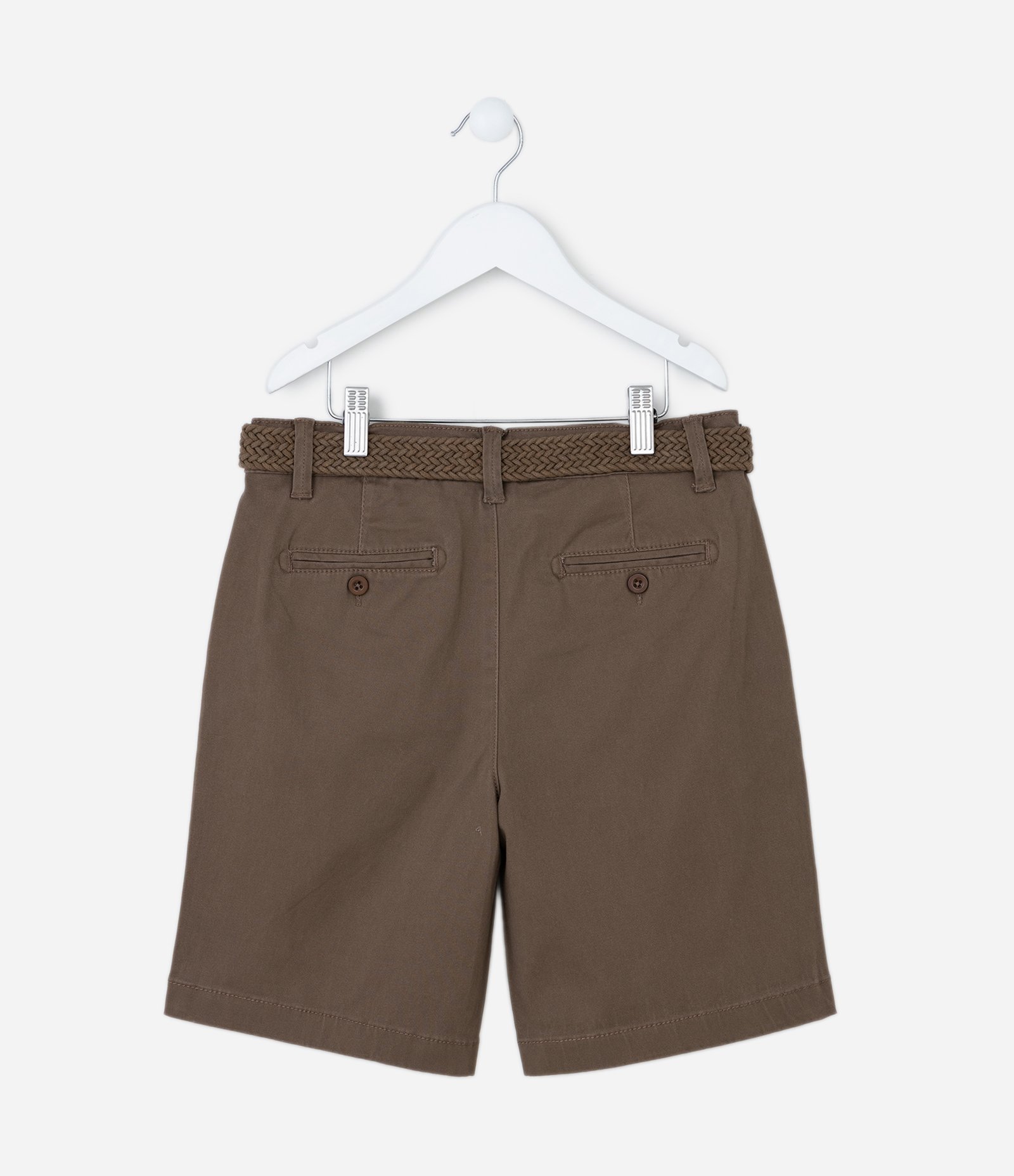 Bermuda Infantil com Cinto Trançado - Tam 05 a 14 Anos Marrom 2