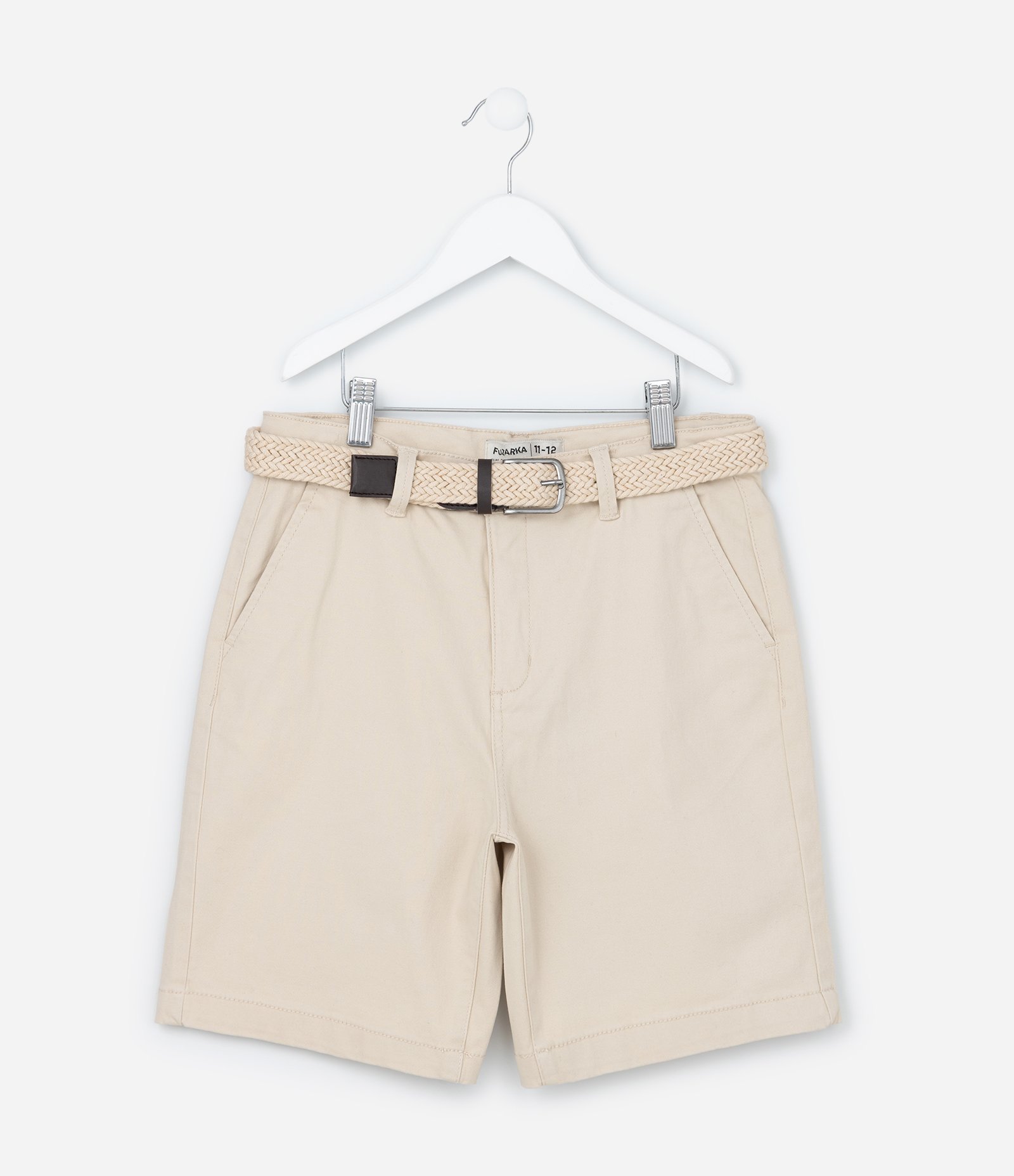 Bermuda Infantil com Cinto Trançado - Tam 05 a 14 Anos Bege 1