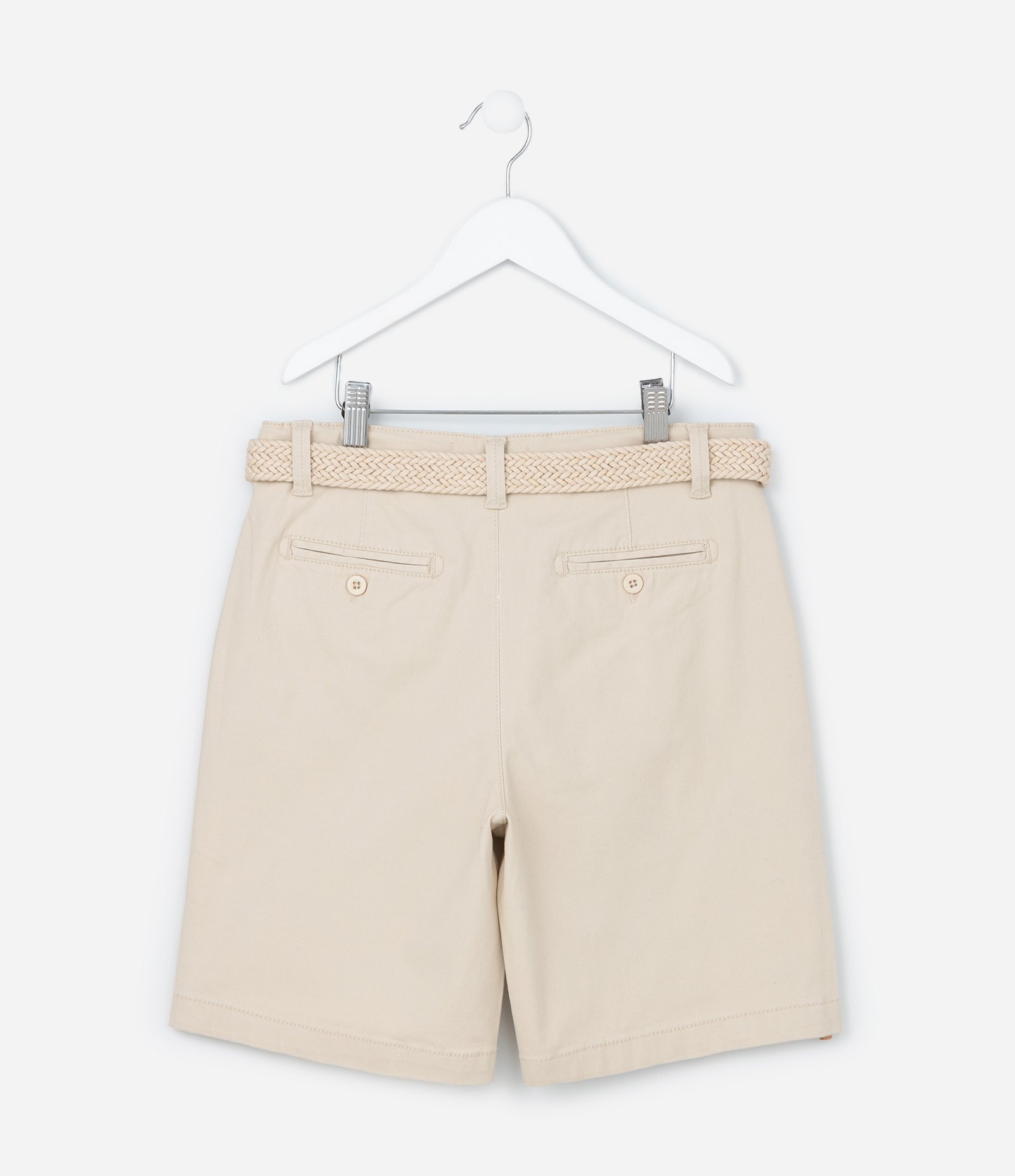 Bermuda Infantil com Cinto Trançado - Tam 05 a 14 Anos Bege 2