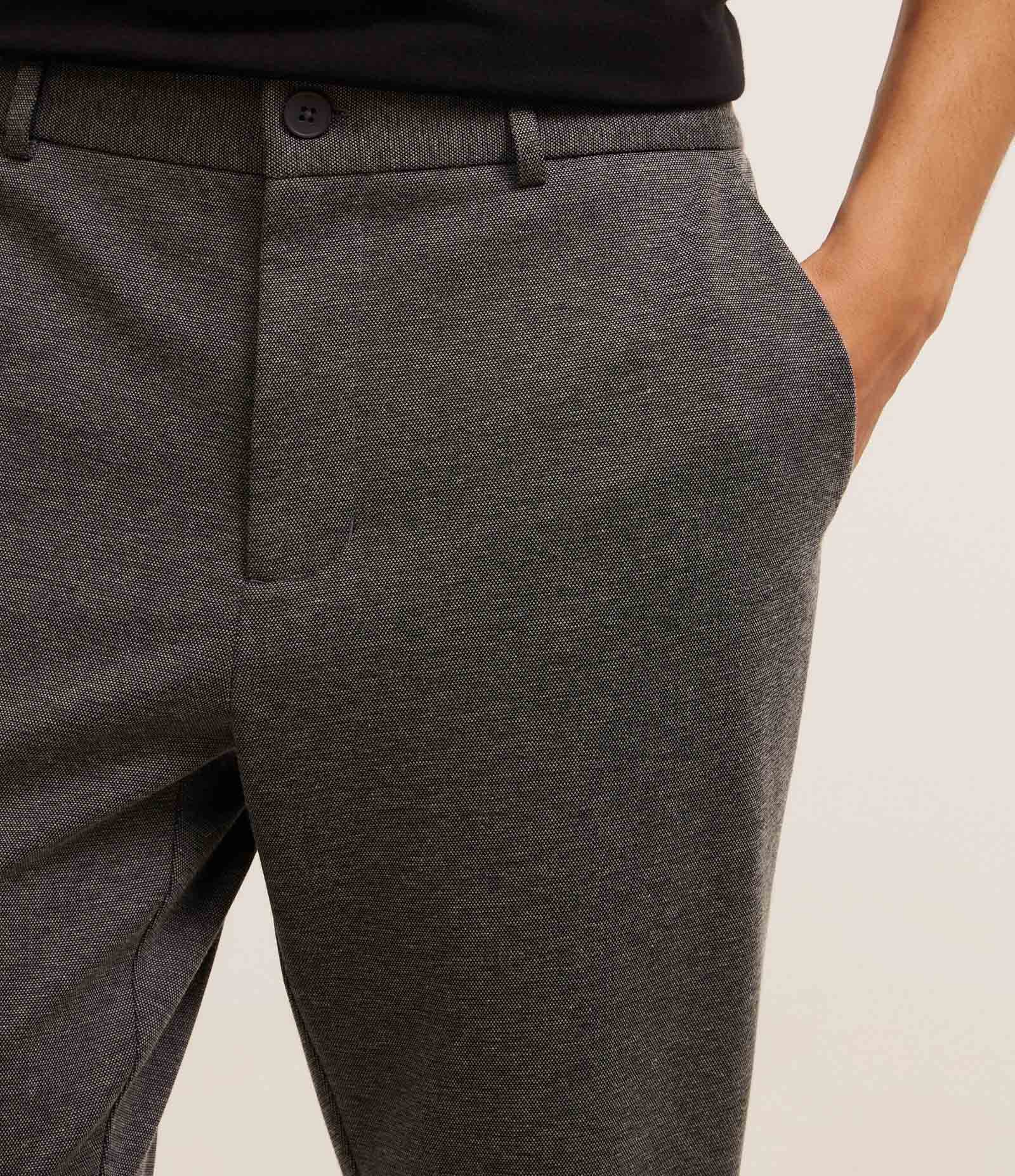 Calça Slim de Malha com Cós Meio Elástico Cinza Escuro 3