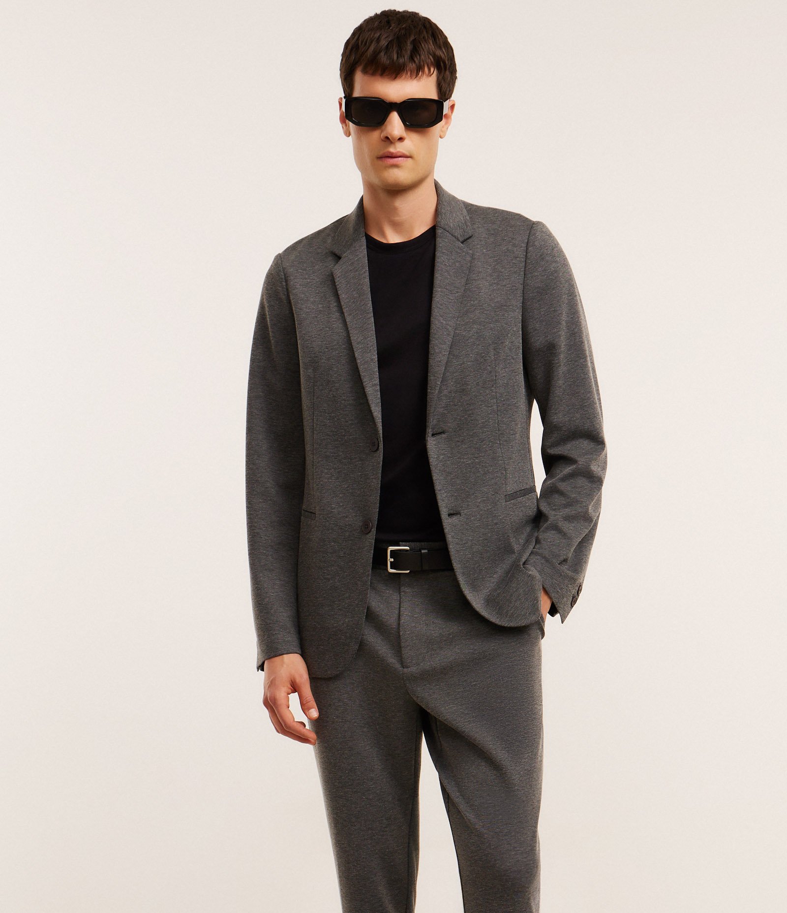 Calça Slim de Malha com Cós Meio Elástico Cinza Escuro 4