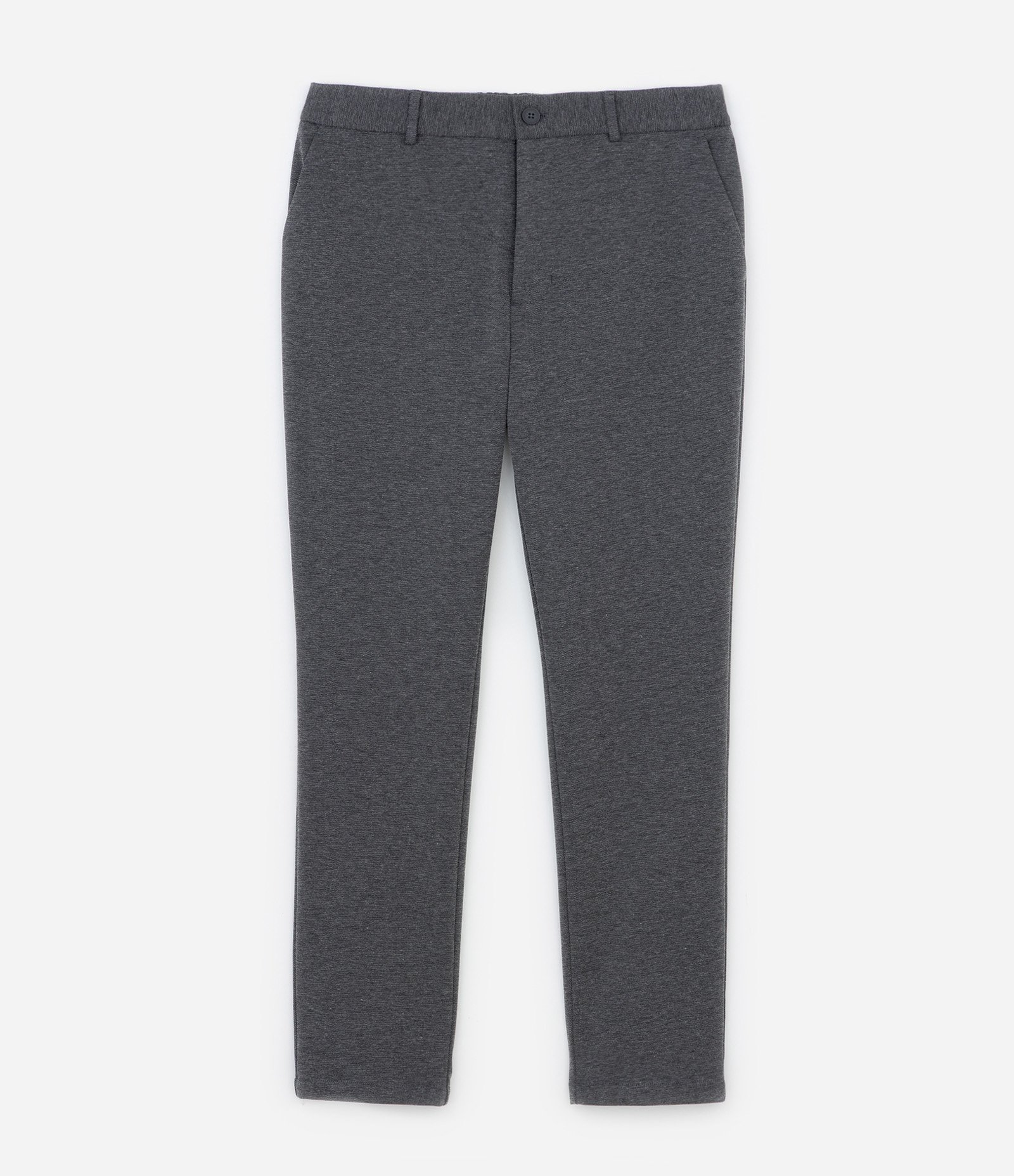 Calça Slim de Malha com Cós Meio Elástico Cinza Escuro 6