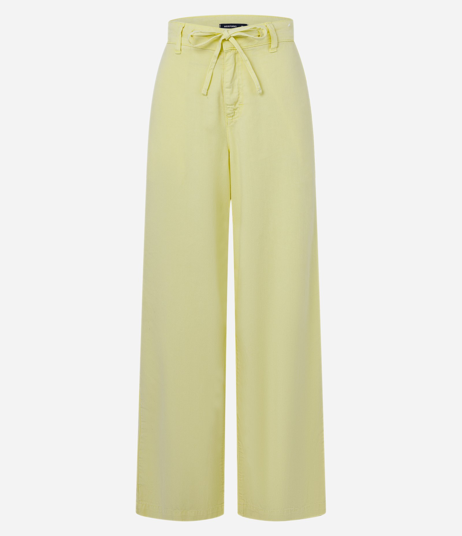 Calça Wide Leg em Sarja com Cordão no Cós Amarelo 5