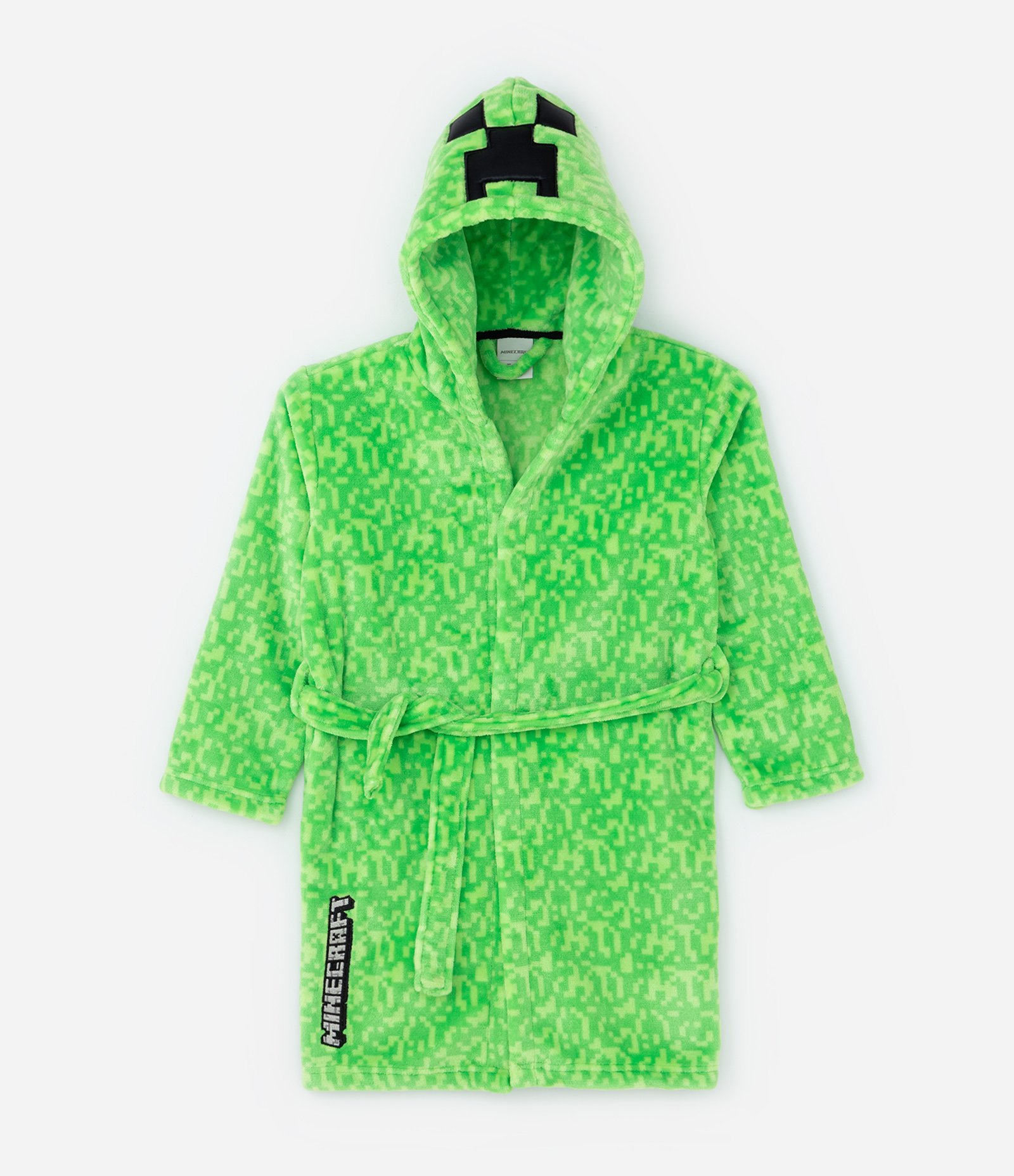 Roupão Infantil em Fleece com Estampa Minecraft -Tam 5 ao 16 Anos Verde 1