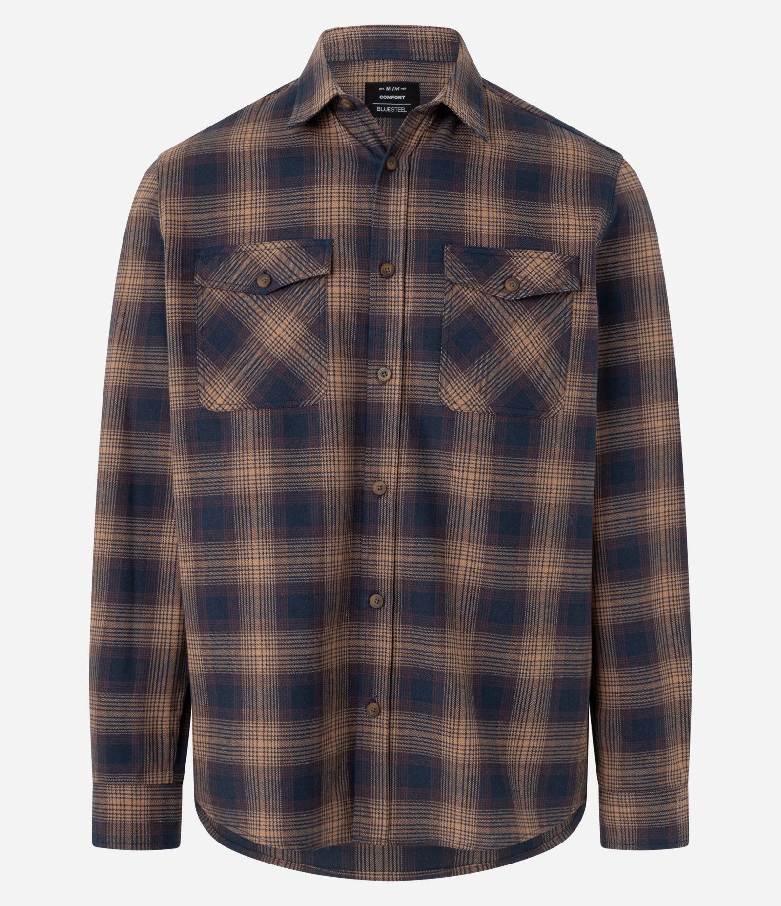 Camisa Comfort em Flanela com Estampa Xadrez Azul/Marrom 5