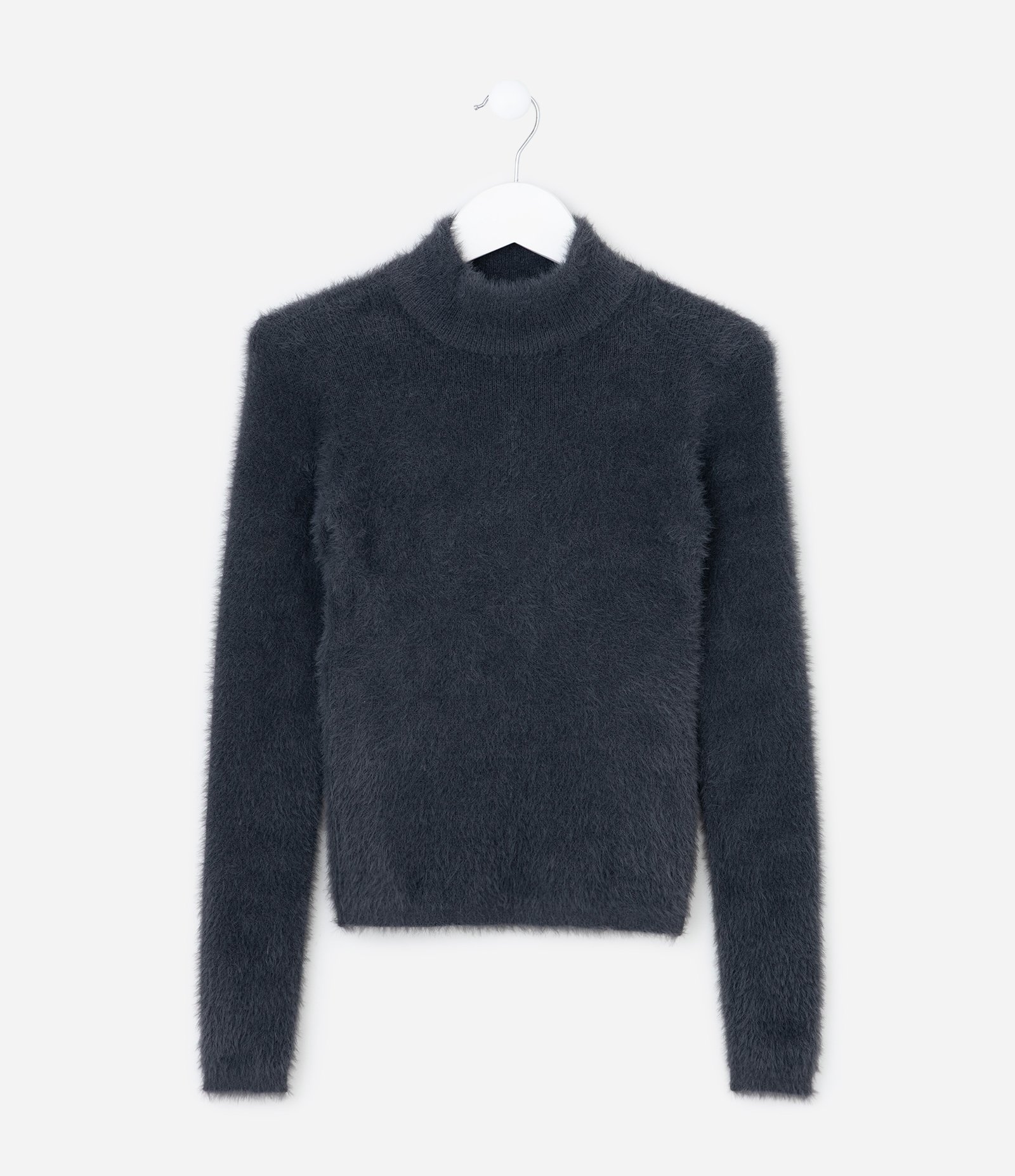 Suéter Infantil em Tricô com Pelinhos - Tam 5 a 14 Anos Cinza 1