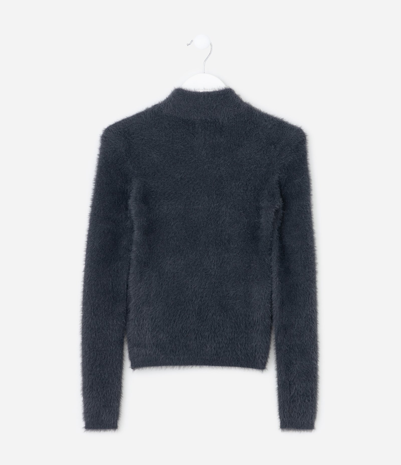 Suéter Infantil em Tricô com Pelinhos - Tam 5 a 14 Anos Cinza 2