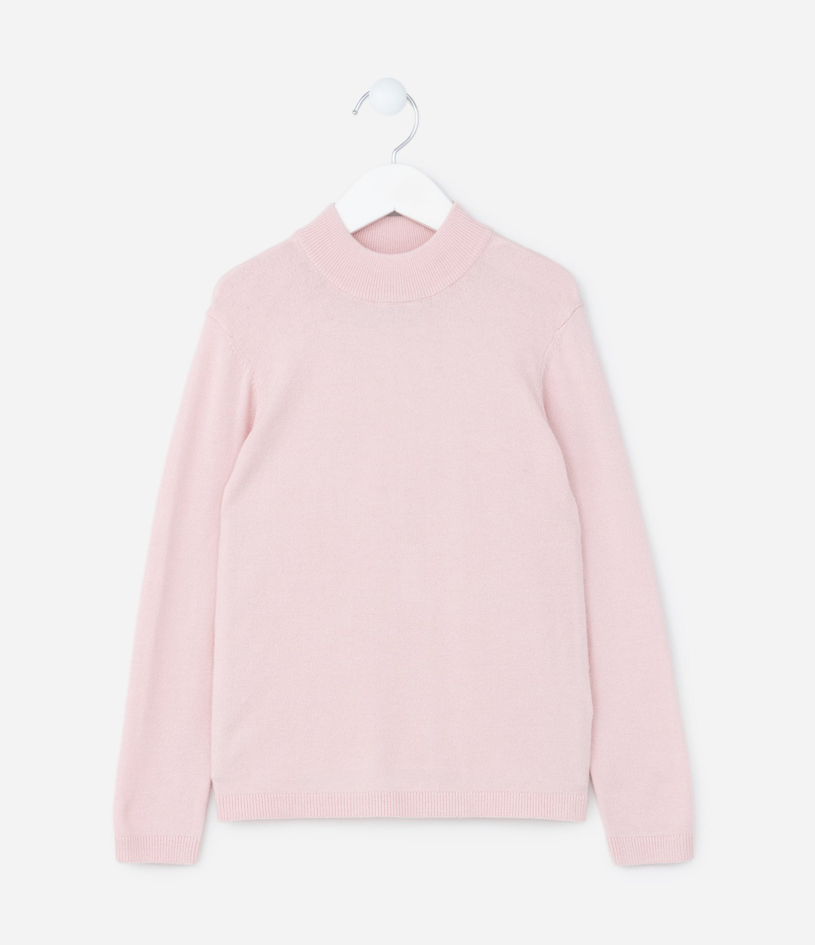 Suéter Infantil em Tricô com Gola Alta - Tam 5 a 14 Anos Rosa 1