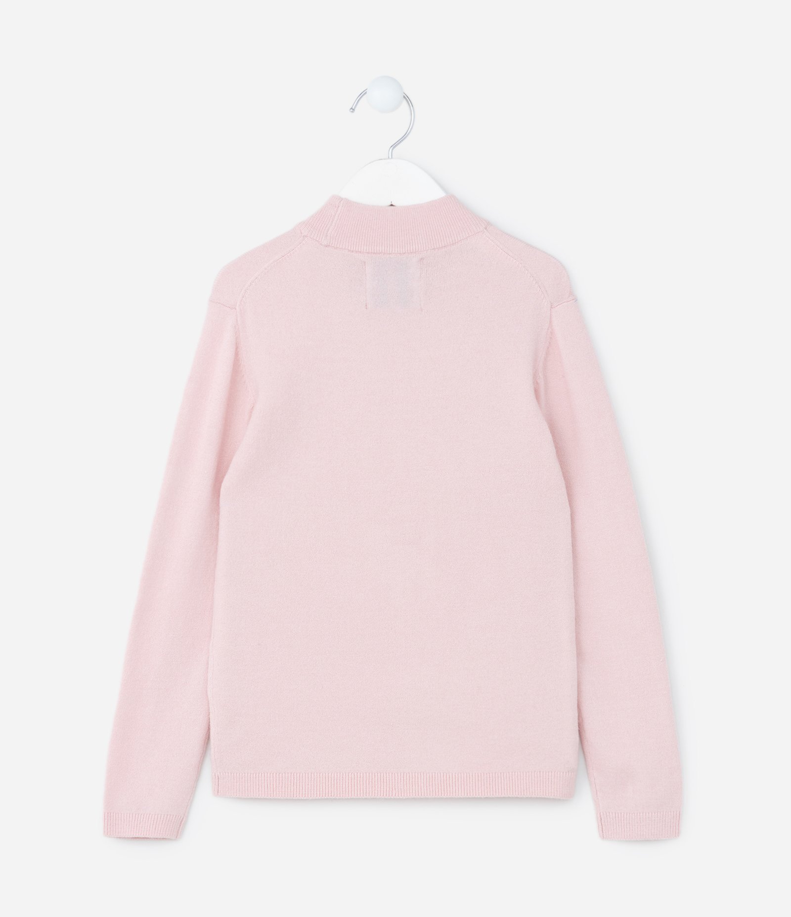 Suéter Infantil em Tricô com Gola Alta - Tam 5 a 14 Anos Rosa 2