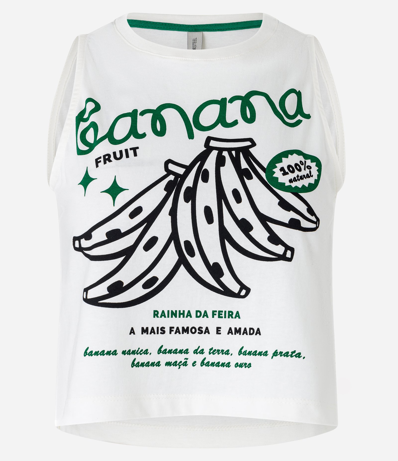 Blusa Regata Baby Look com Estampa Banana Rainha da Feira Branco 4