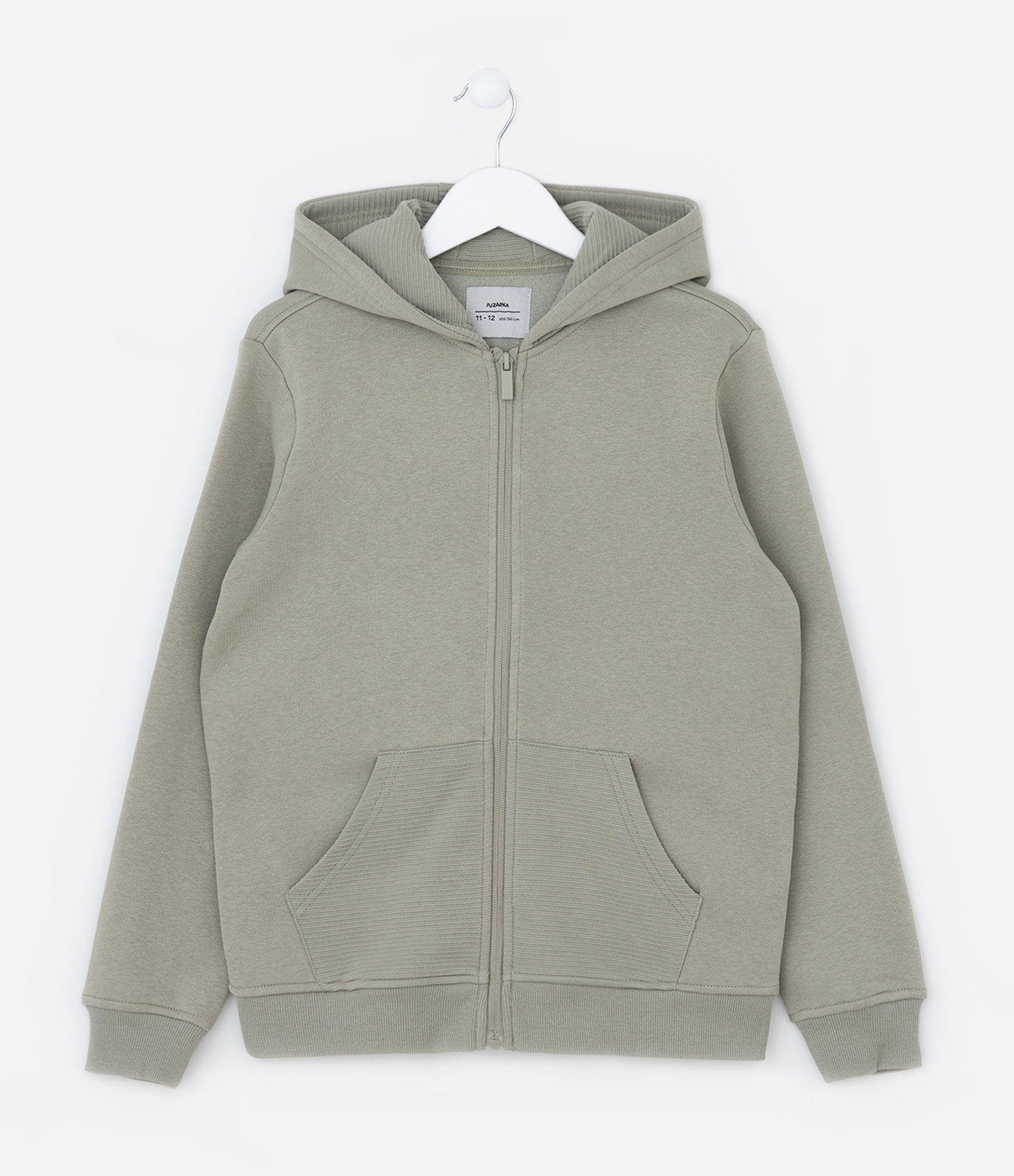 Jaqueta Infantil em Moletom com Capuz e Bolsos Canguru - Tam 5 a 14 Anos Verde 1