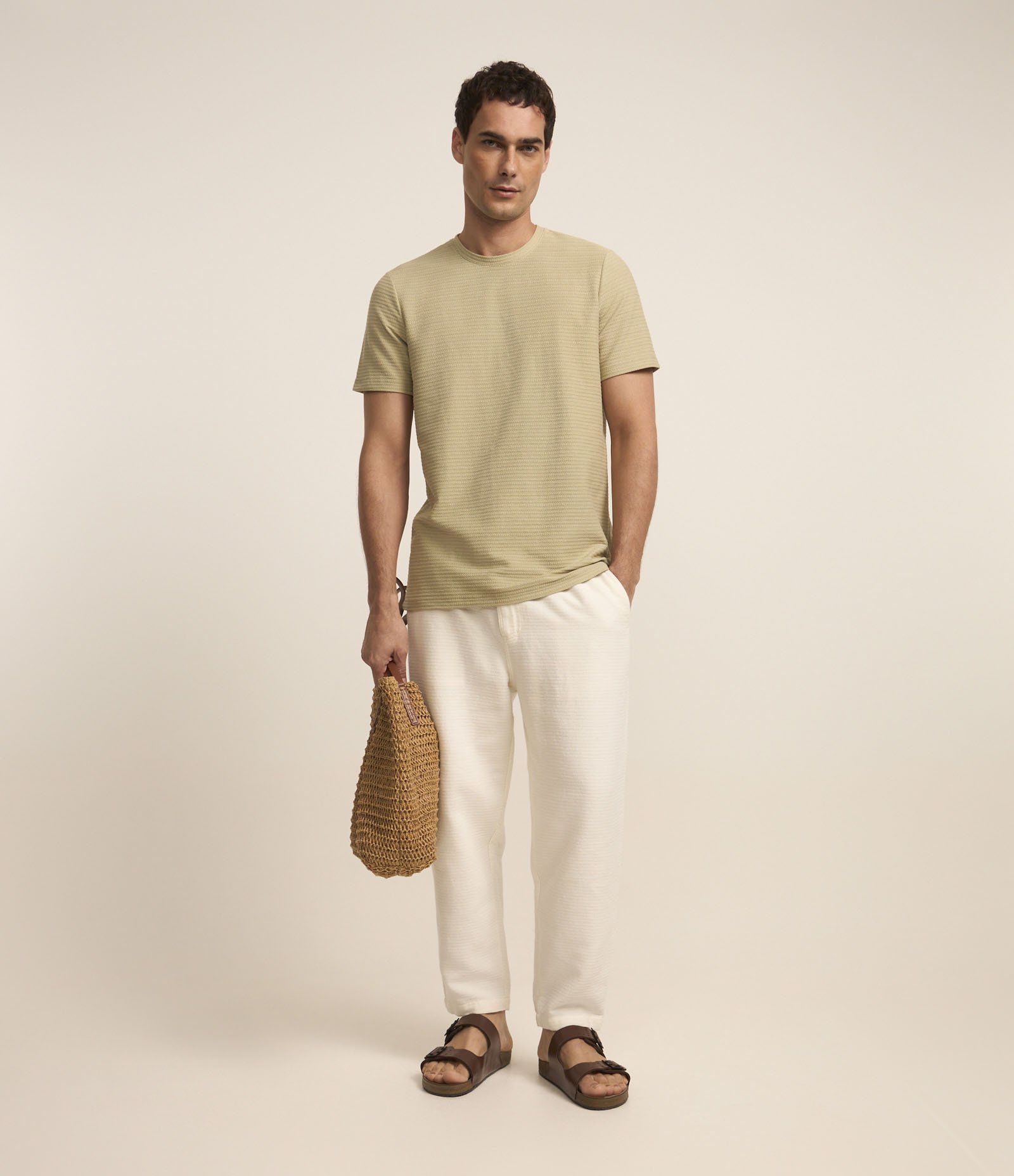 Camiseta Regular em Algodão com Textura Verde 2