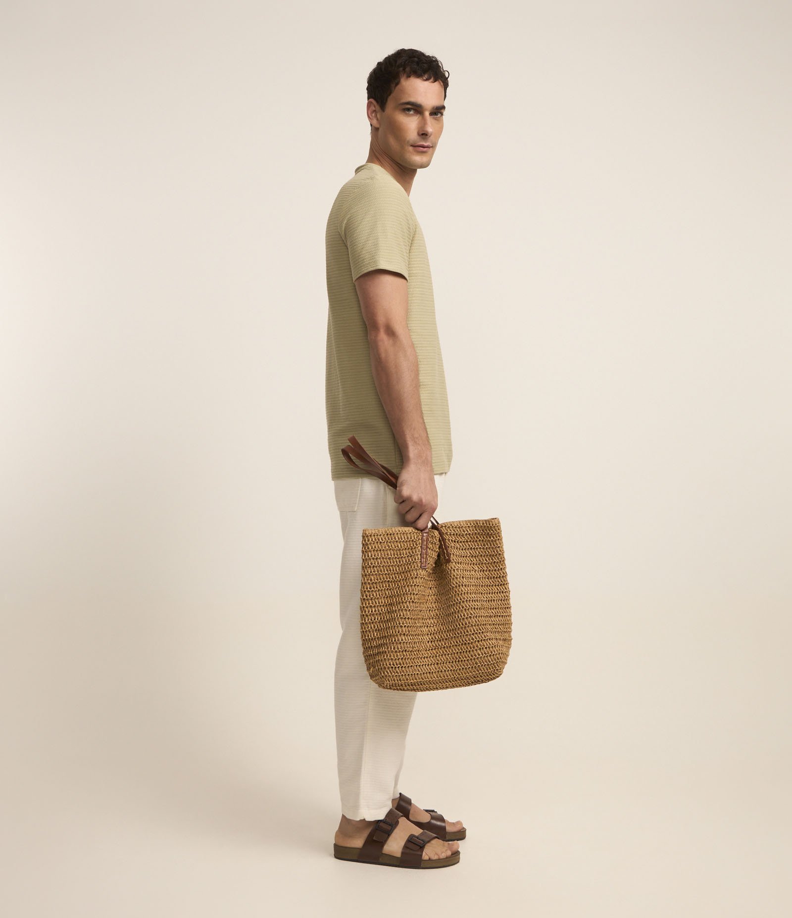 Camiseta Regular em Algodão com Textura Verde 4