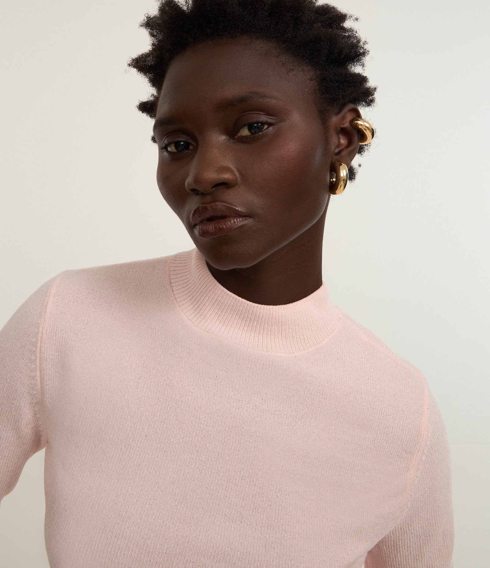 Blusa em Chenille com Gola Altinha Rosa Claro 3