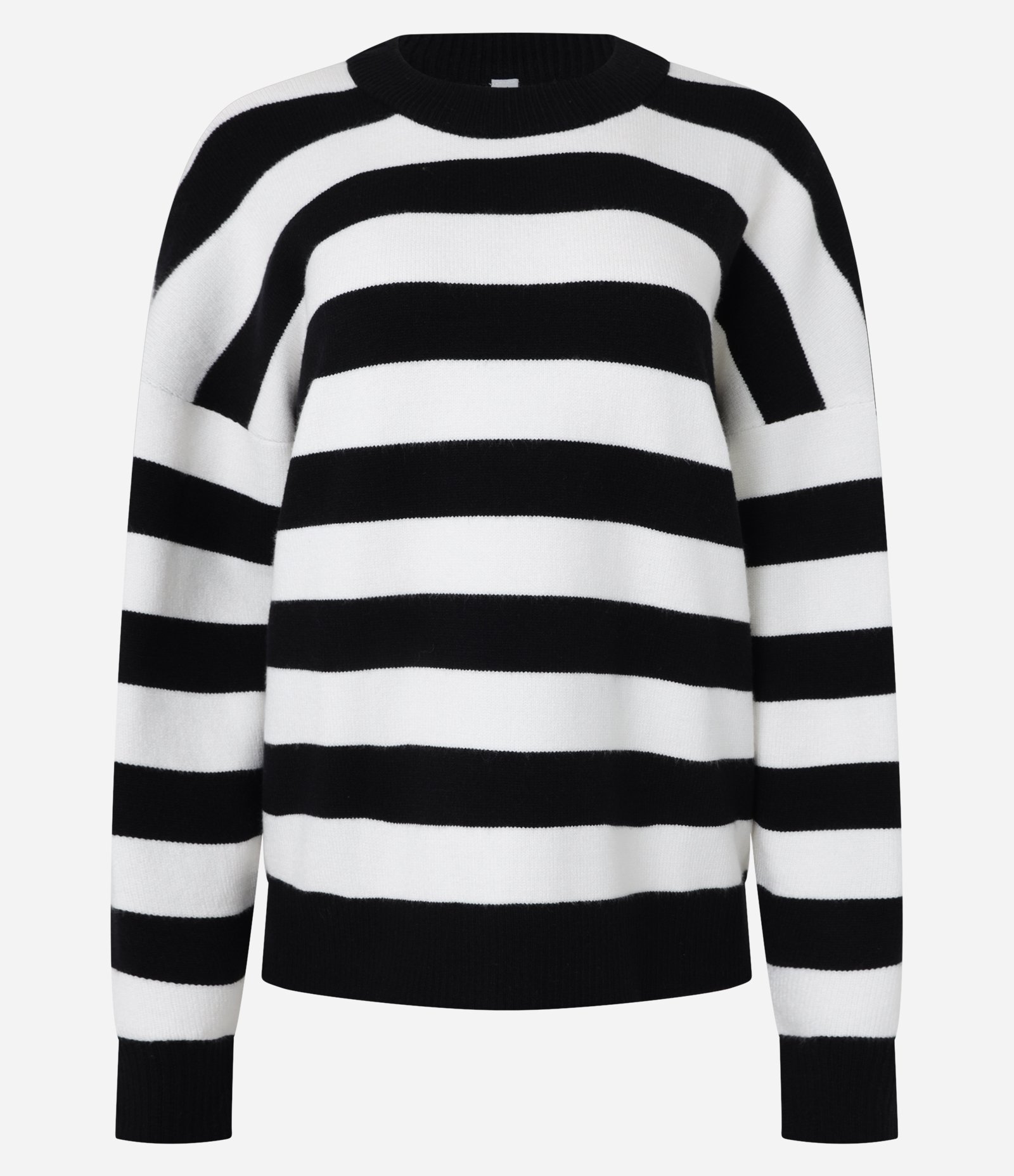 Casaco Regular com Listras e Textura Jacquard Preto/Branco 4