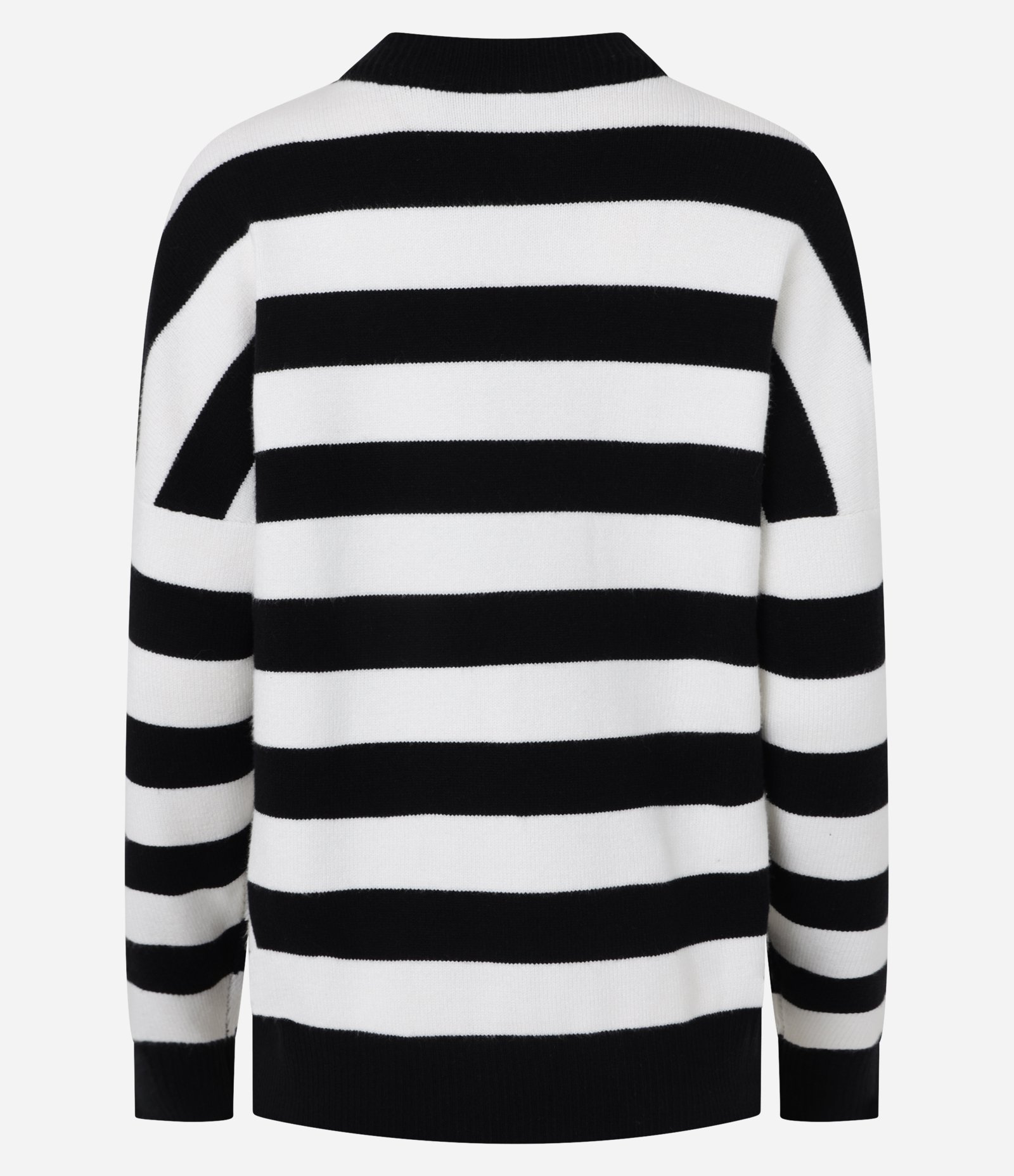 Casaco Regular com Listras e Textura Jacquard Preto/Branco 5