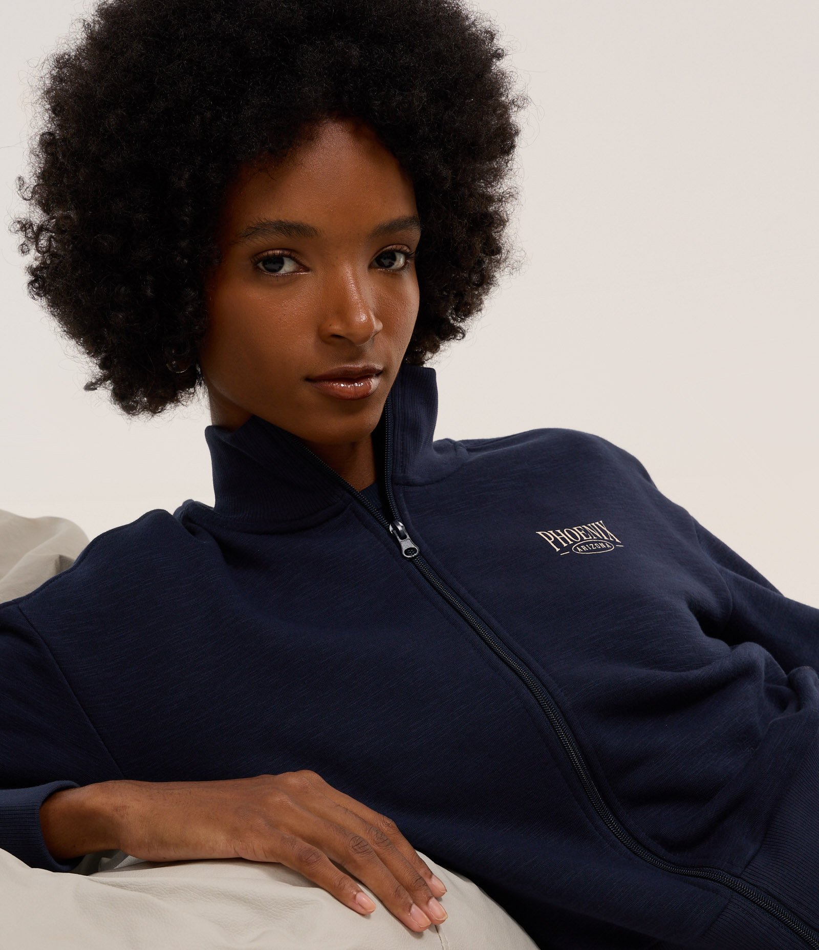 Jaqueta em Moletom com Forro Fleece e Estampa Phoenix Azul Marinho 1