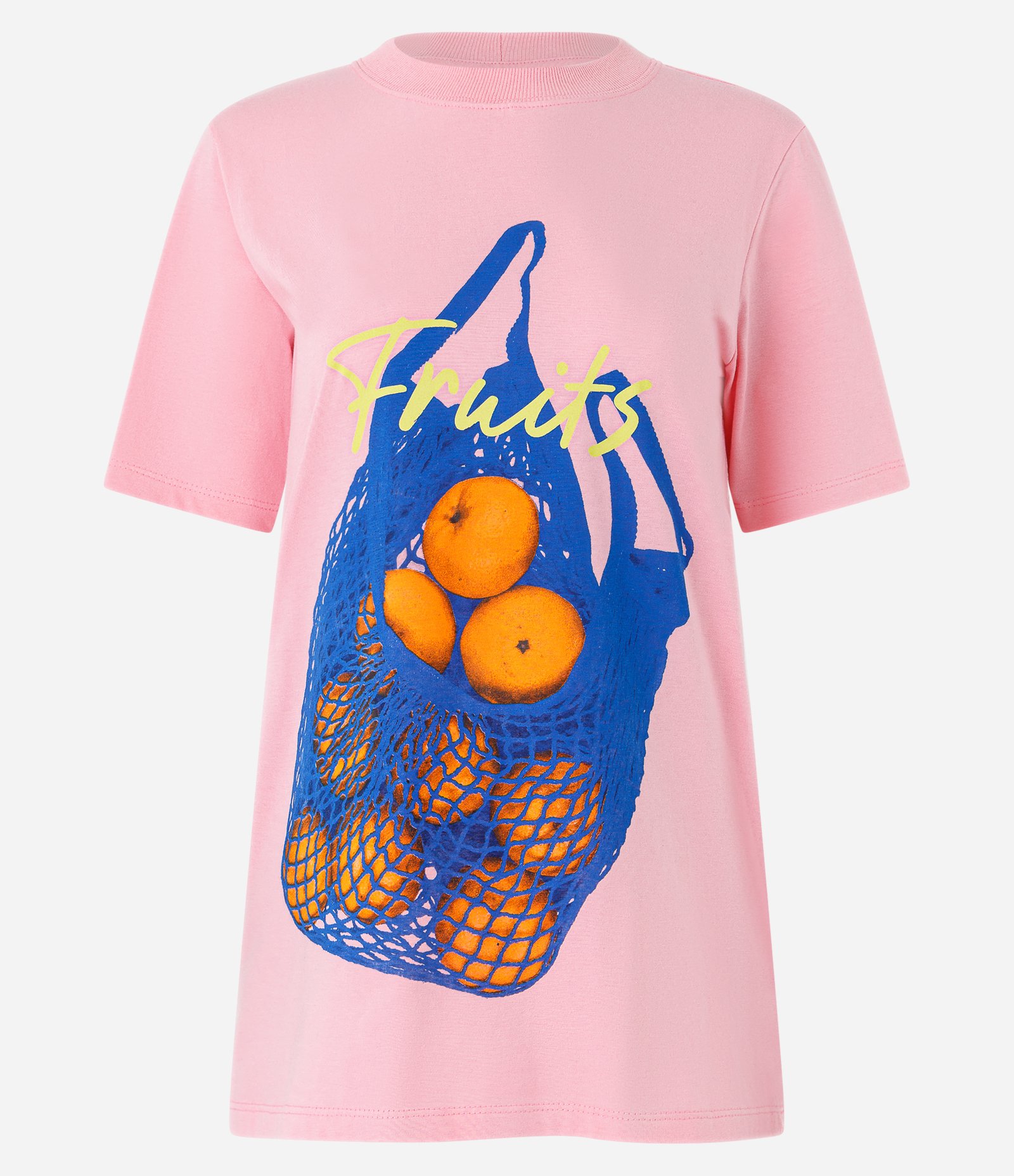 Camiseta Alongada em Algodão com Estampa Frontal Laranjas Rosa 5