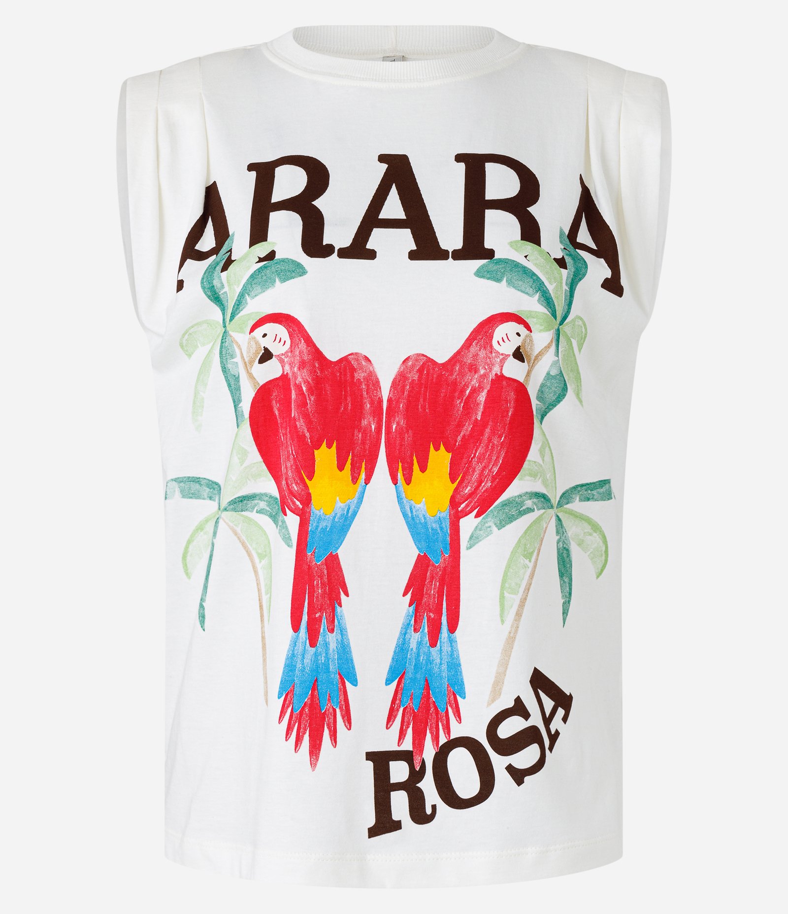 Blusa Muscle em Algodão com Estampa Arara Rosa Branco 1