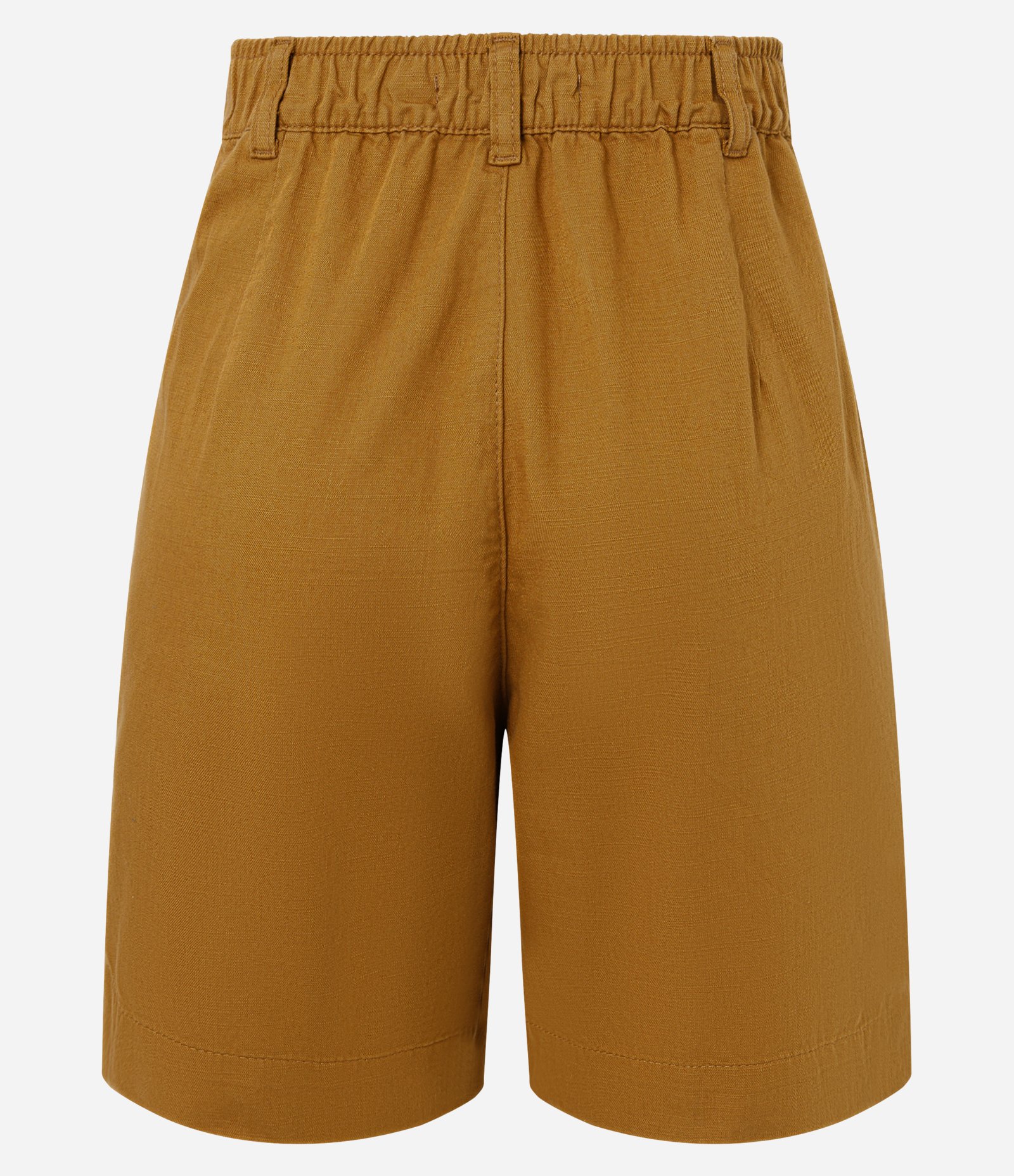 Bermuda em Sarja com Cós Elástico e Pregas Marrom Claro 6