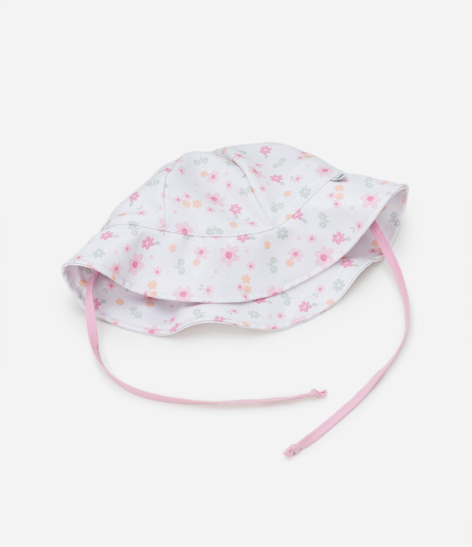 Chapéu Infantil com Estampa Floral - Tam 0 a 12 meses Branco 2