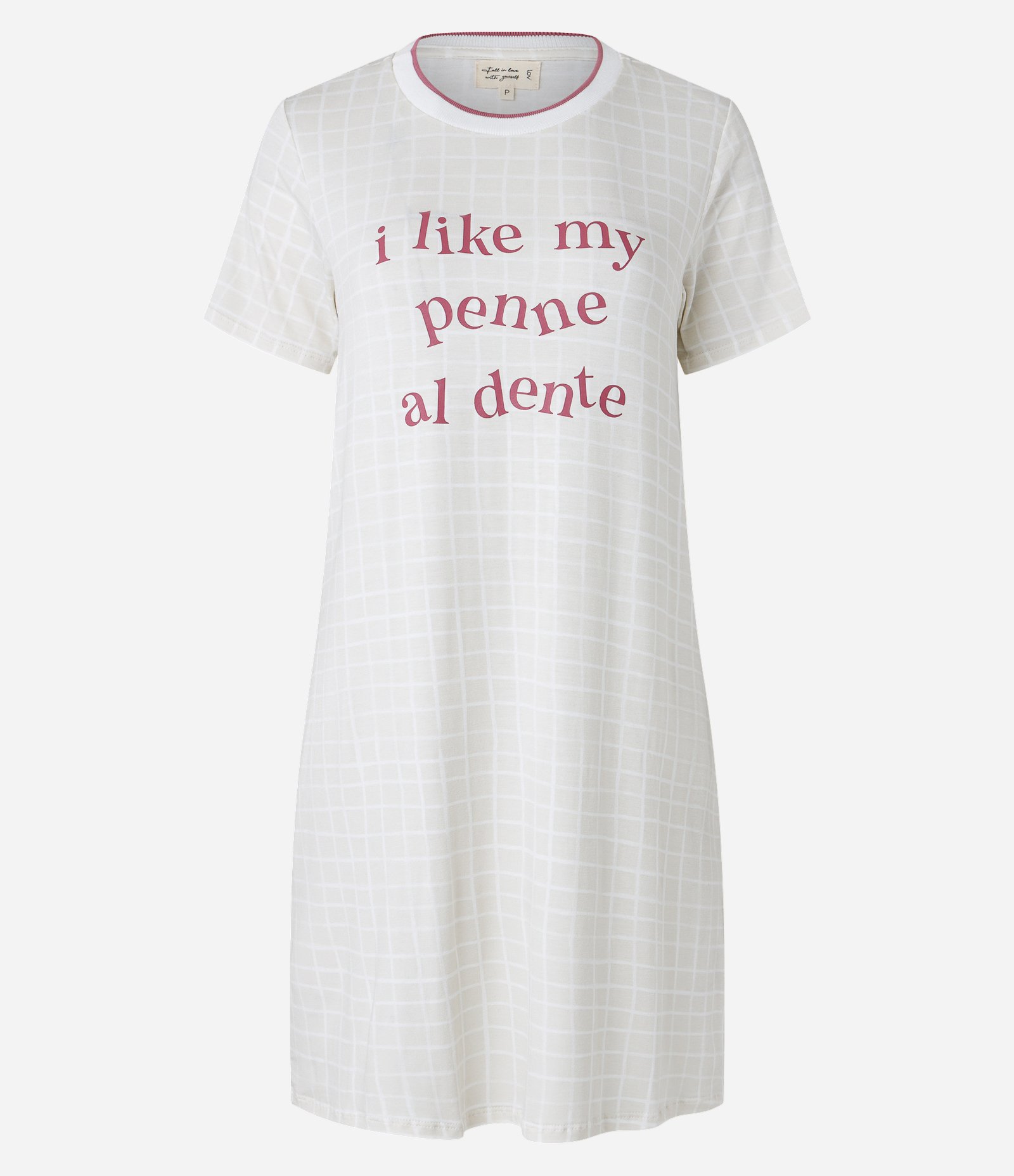 Camisola Curta com Lettering e Estampa Quadriculada Branco 3