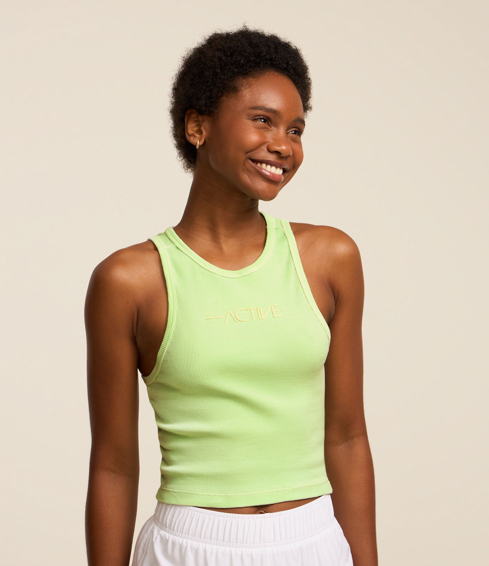 Regata Cropped Esportiva Estampa Localizada Active Verde 1