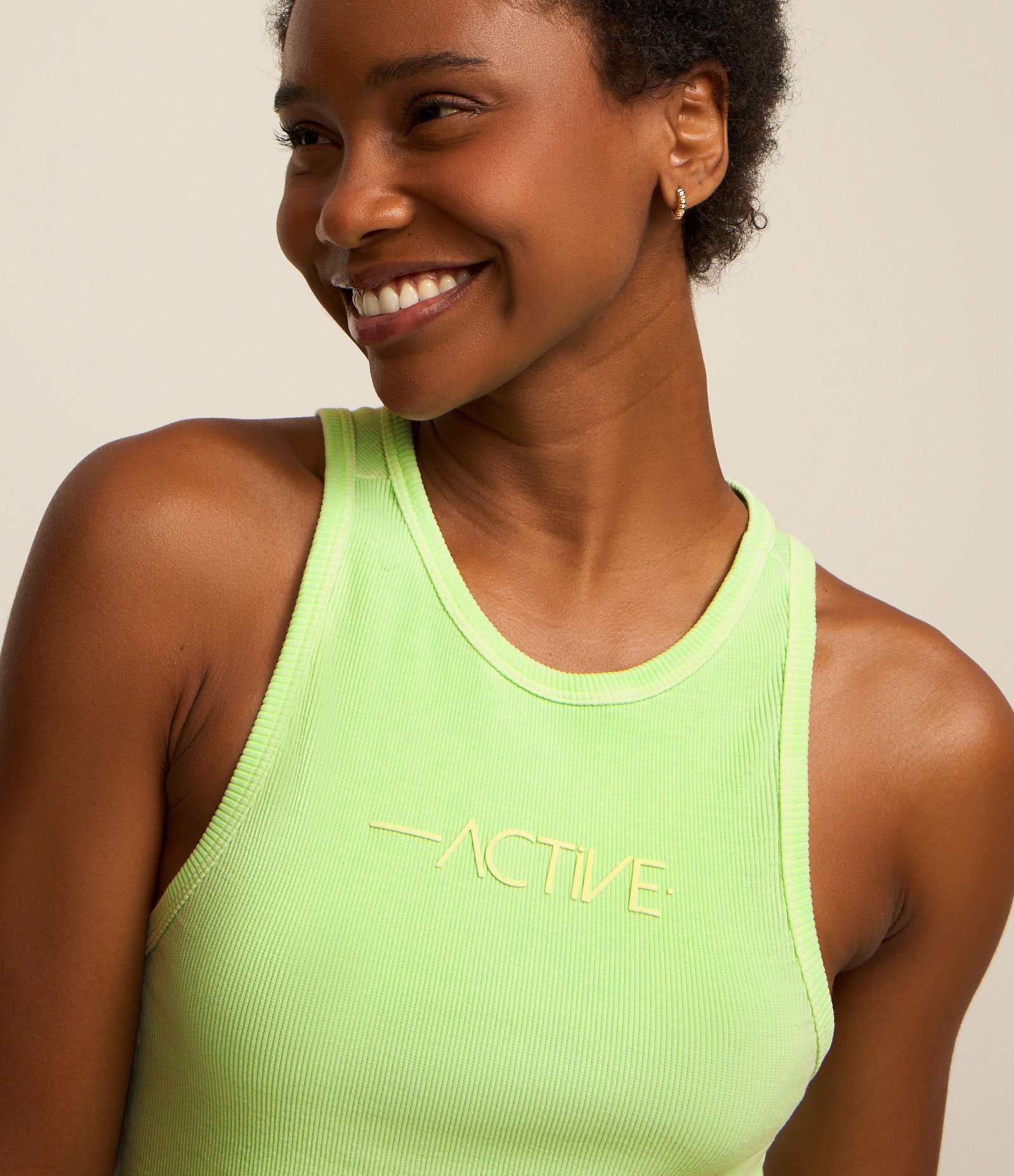 Regata Cropped Esportiva Estampa Localizada Active Verde 3